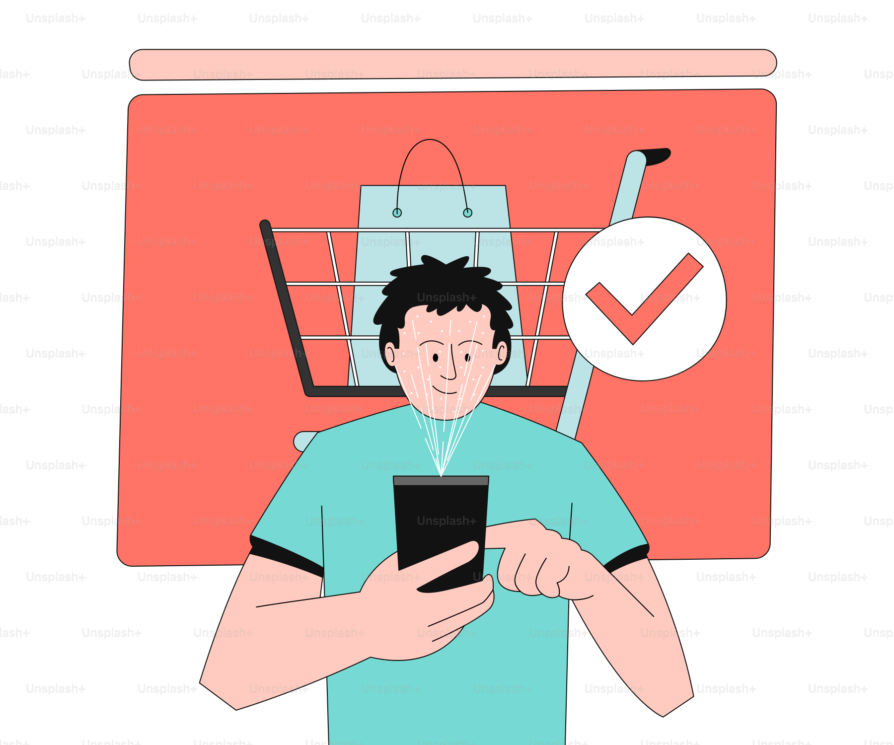 Homme utilisant son téléphone pour vérifier ses achats en ligne