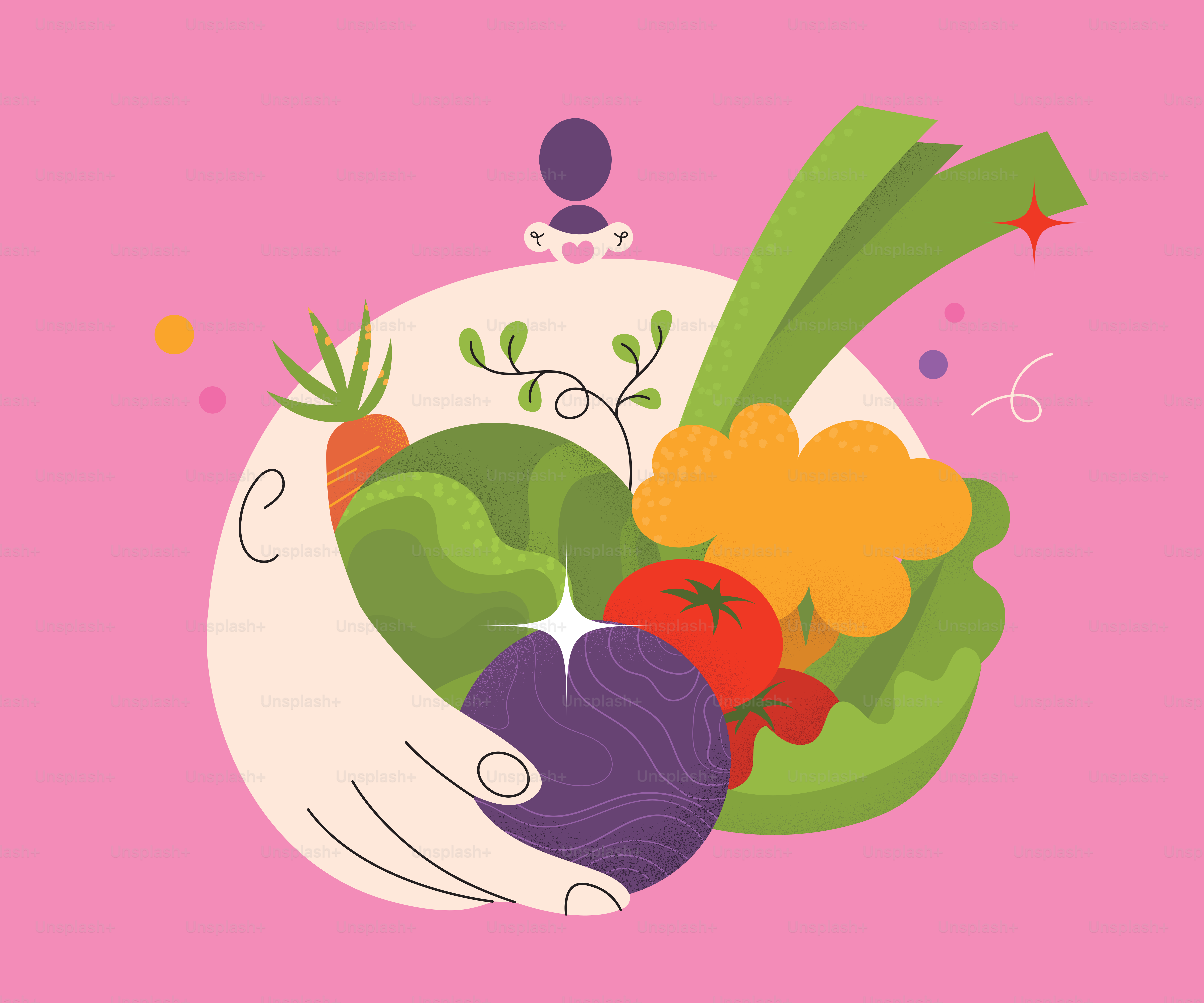 Une main tenant une variété de légumes frais