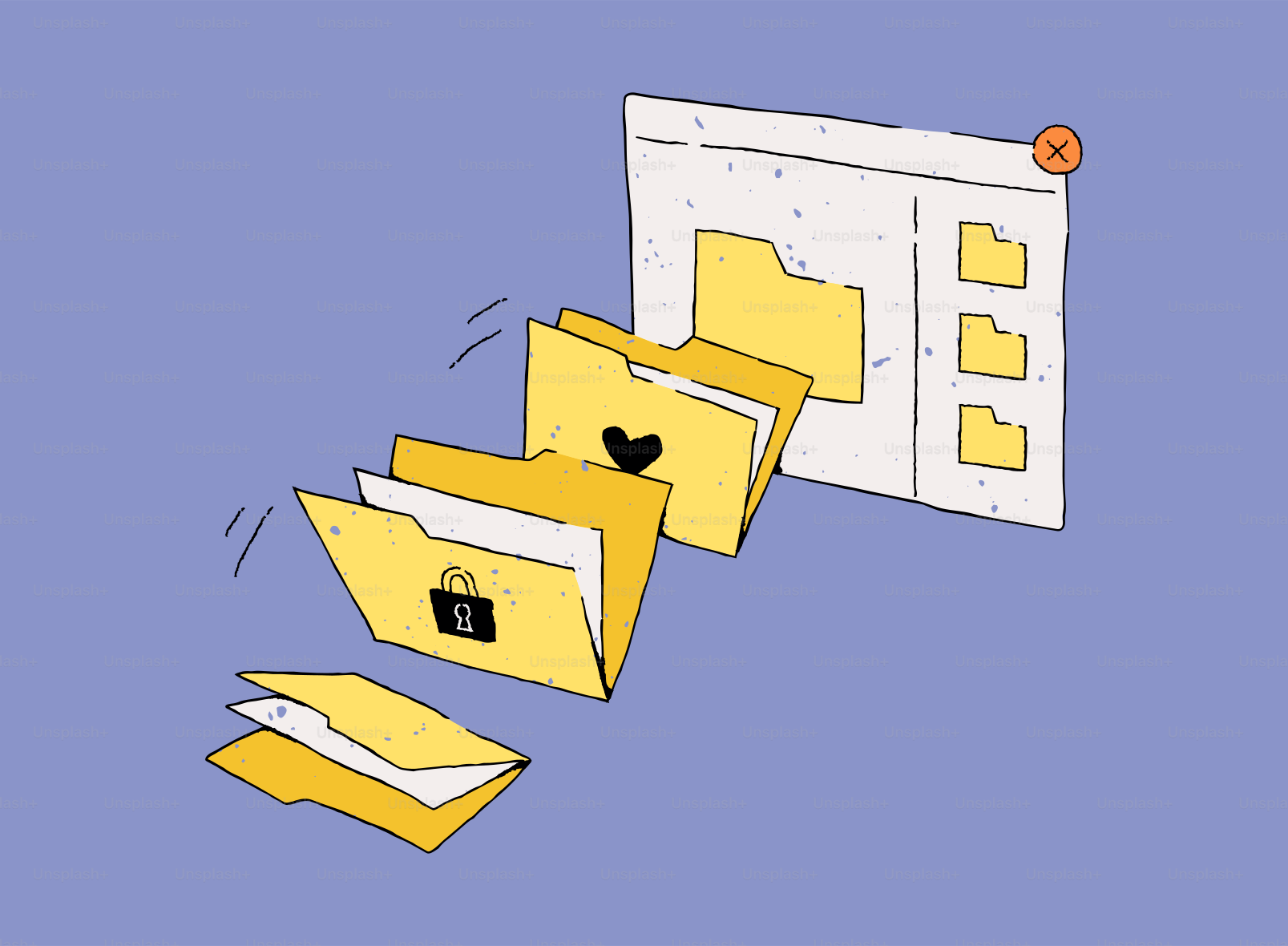 Folders and documents organized in a digital interface.