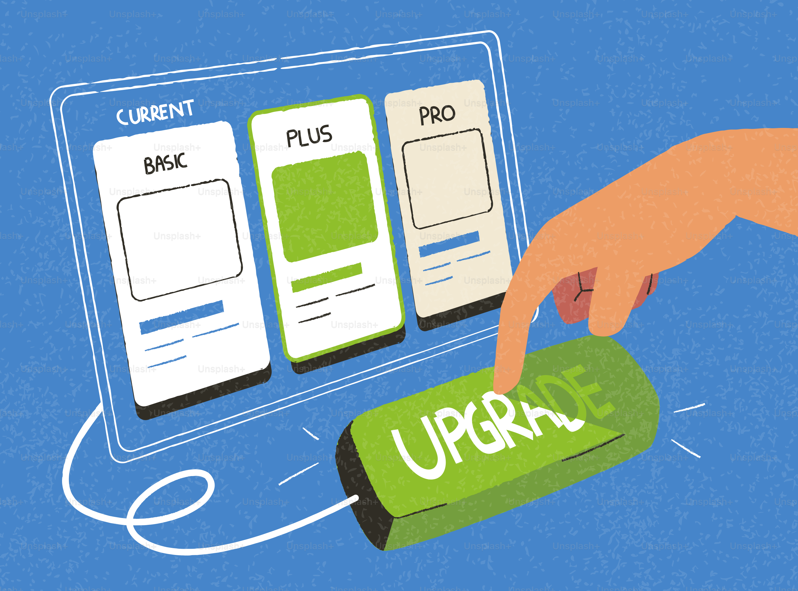 Handdrücken auf den Upgrade-Button für Abonnementpläne.