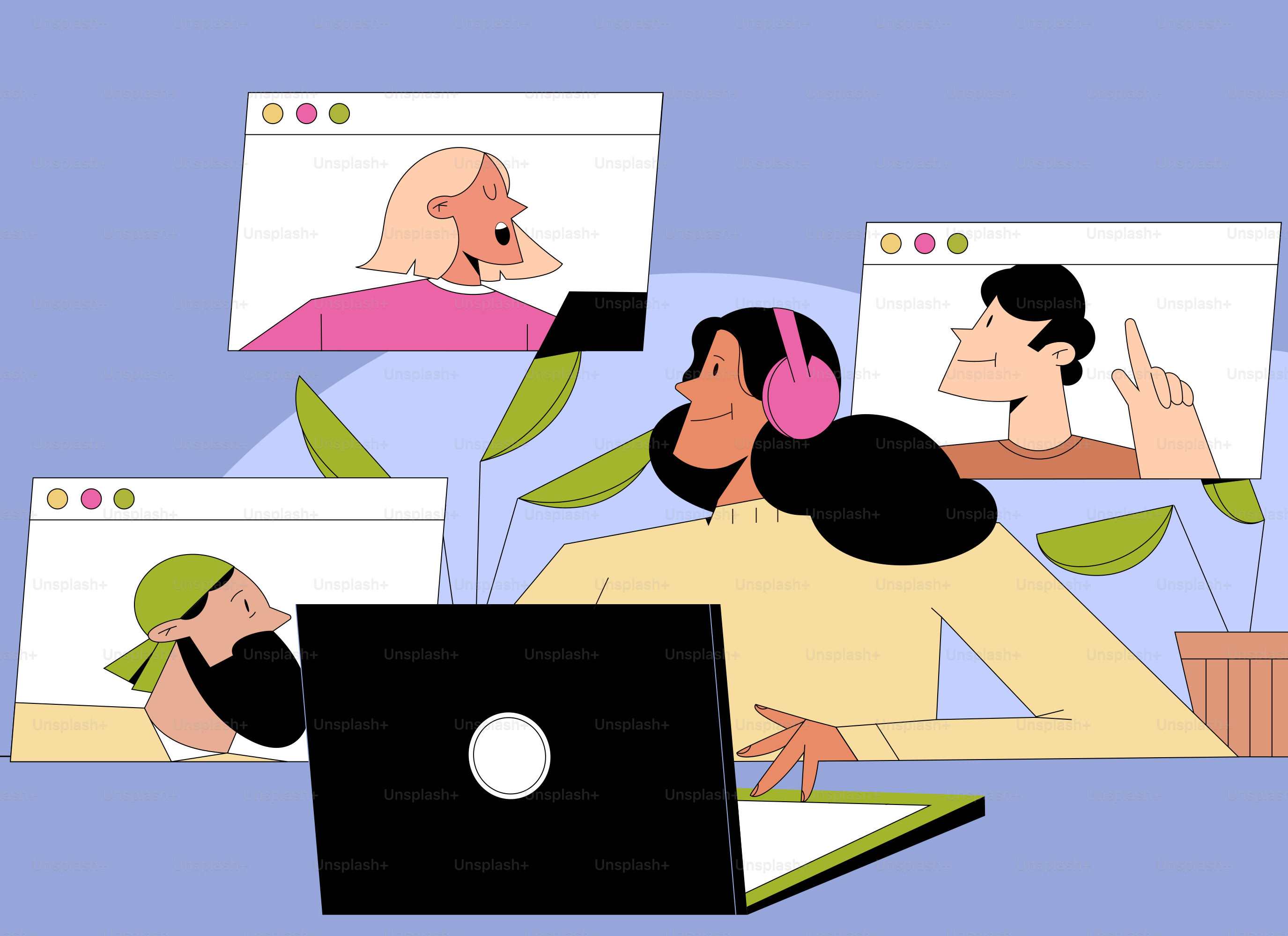 Vektor Orang-orang terhubung dan berbagi secara online melalui ...