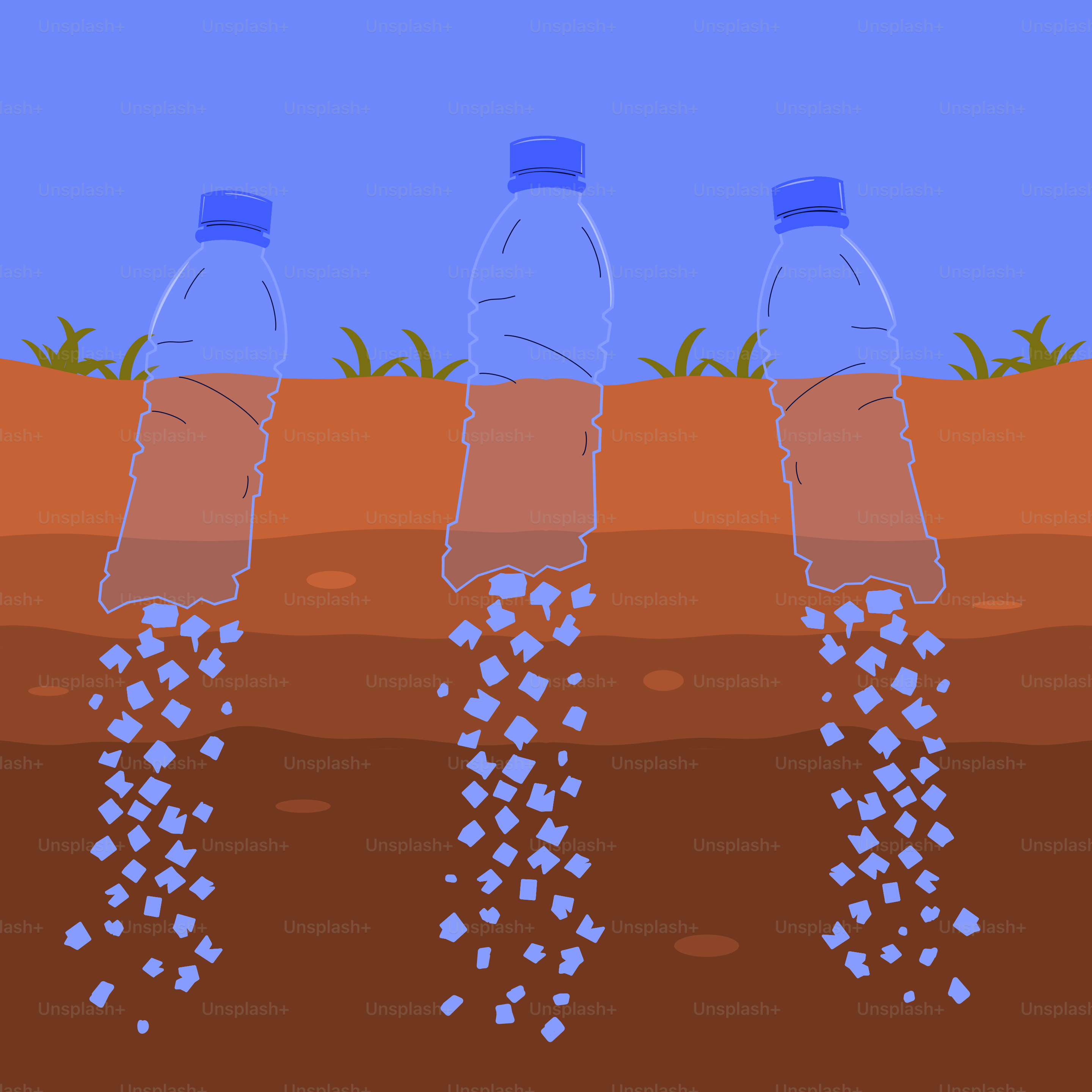 Botol menyiram tanaman di tanah