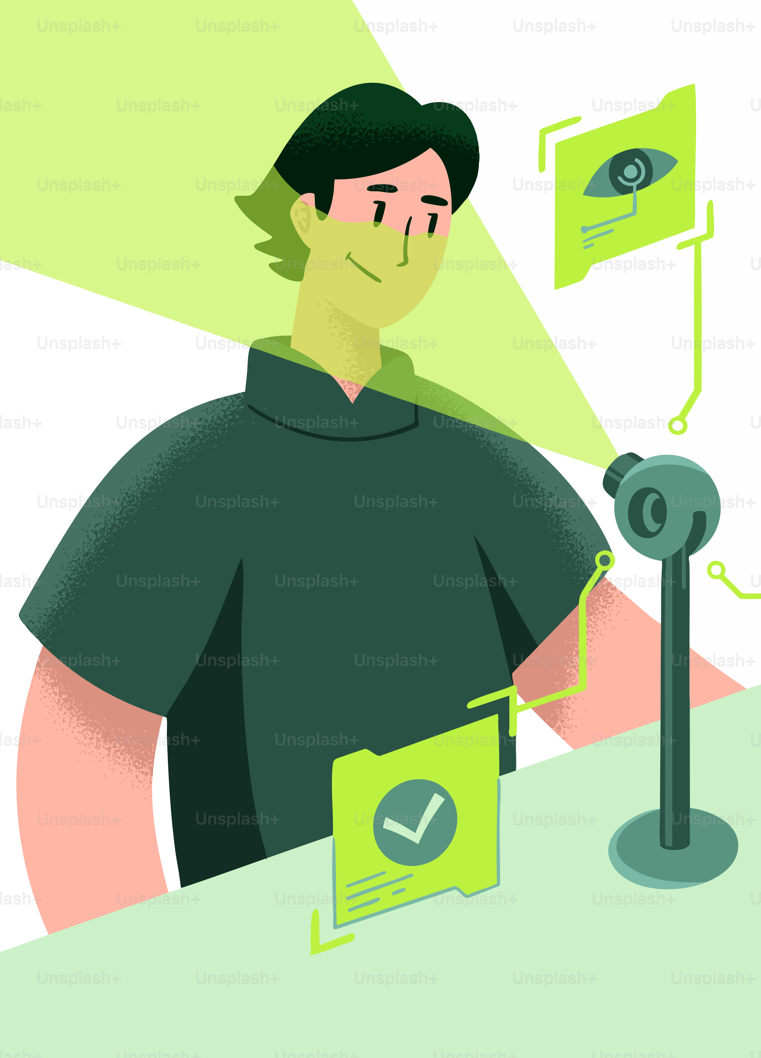 Man undergoing facial recognition scan with camera.
