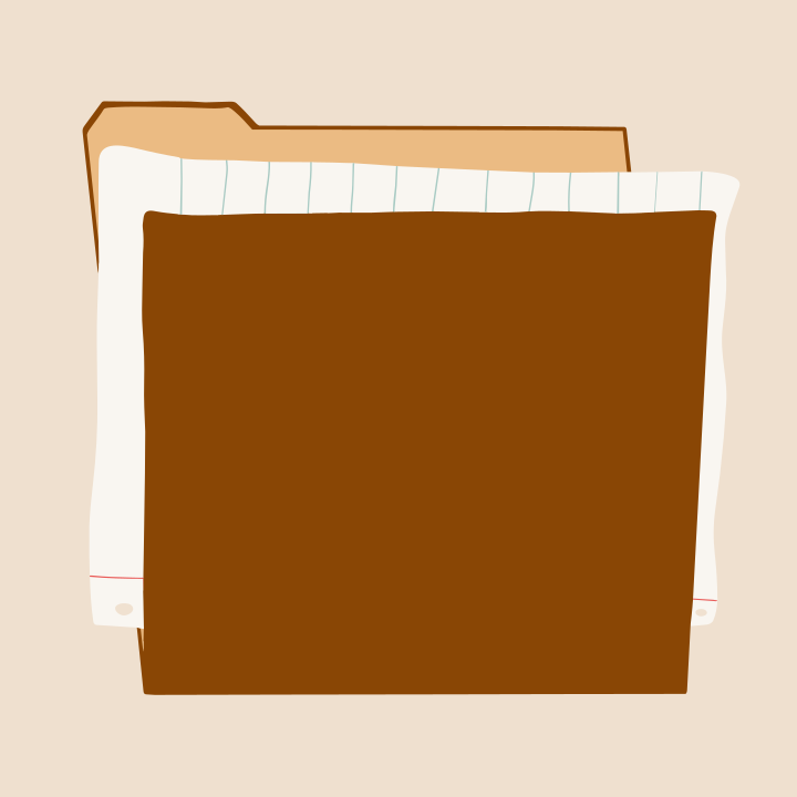 A brown file folder with papers inside
