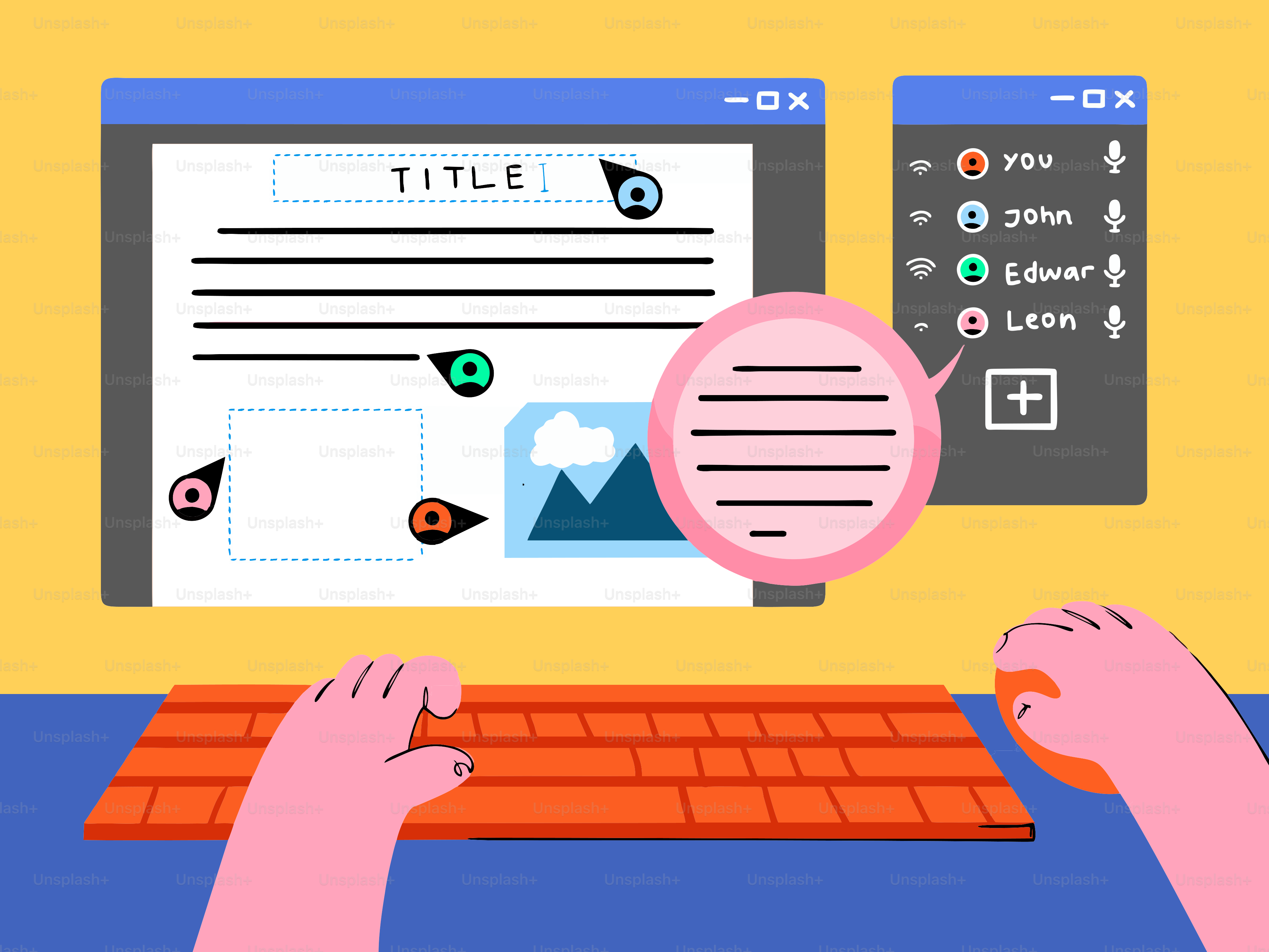 Mains tapant sur le clavier avec un écran d’ordinateur montrant la conception du site web