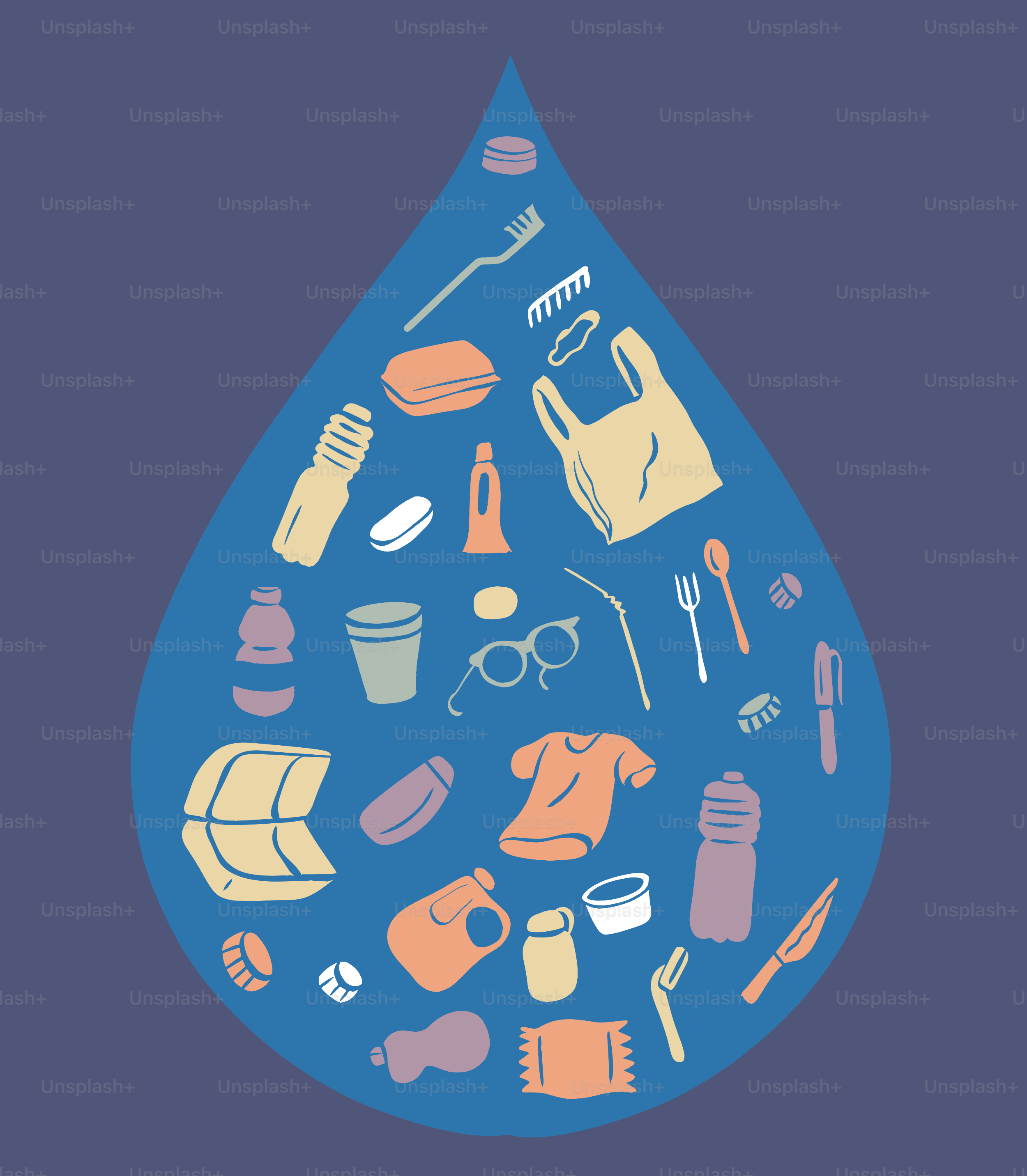 Los residuos plásticos tienen forma de gota azul de agua.