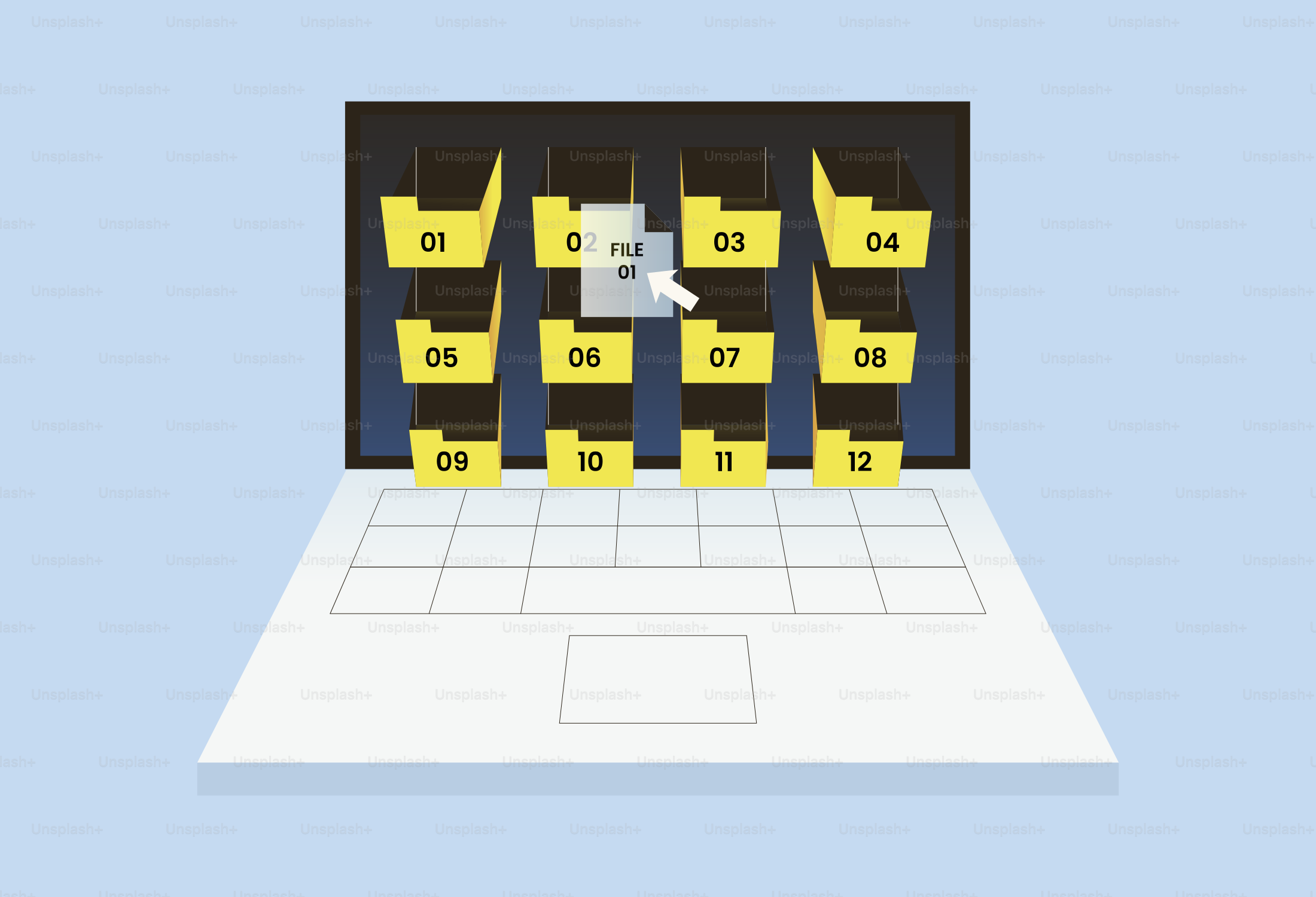 Cursor selecting folder on a digital display