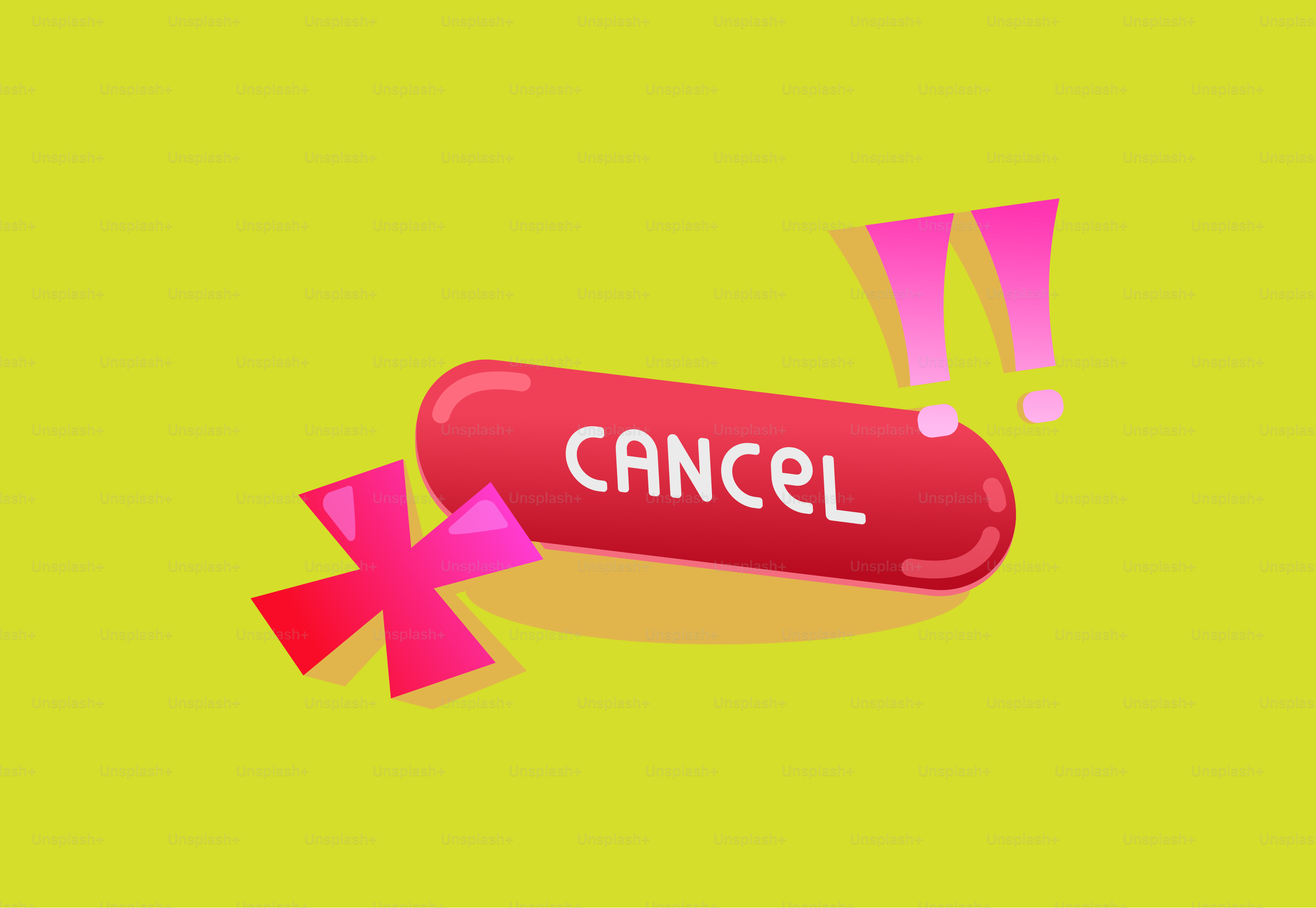 Bouton d’annulation rouge avec points d’exclamation roses et x