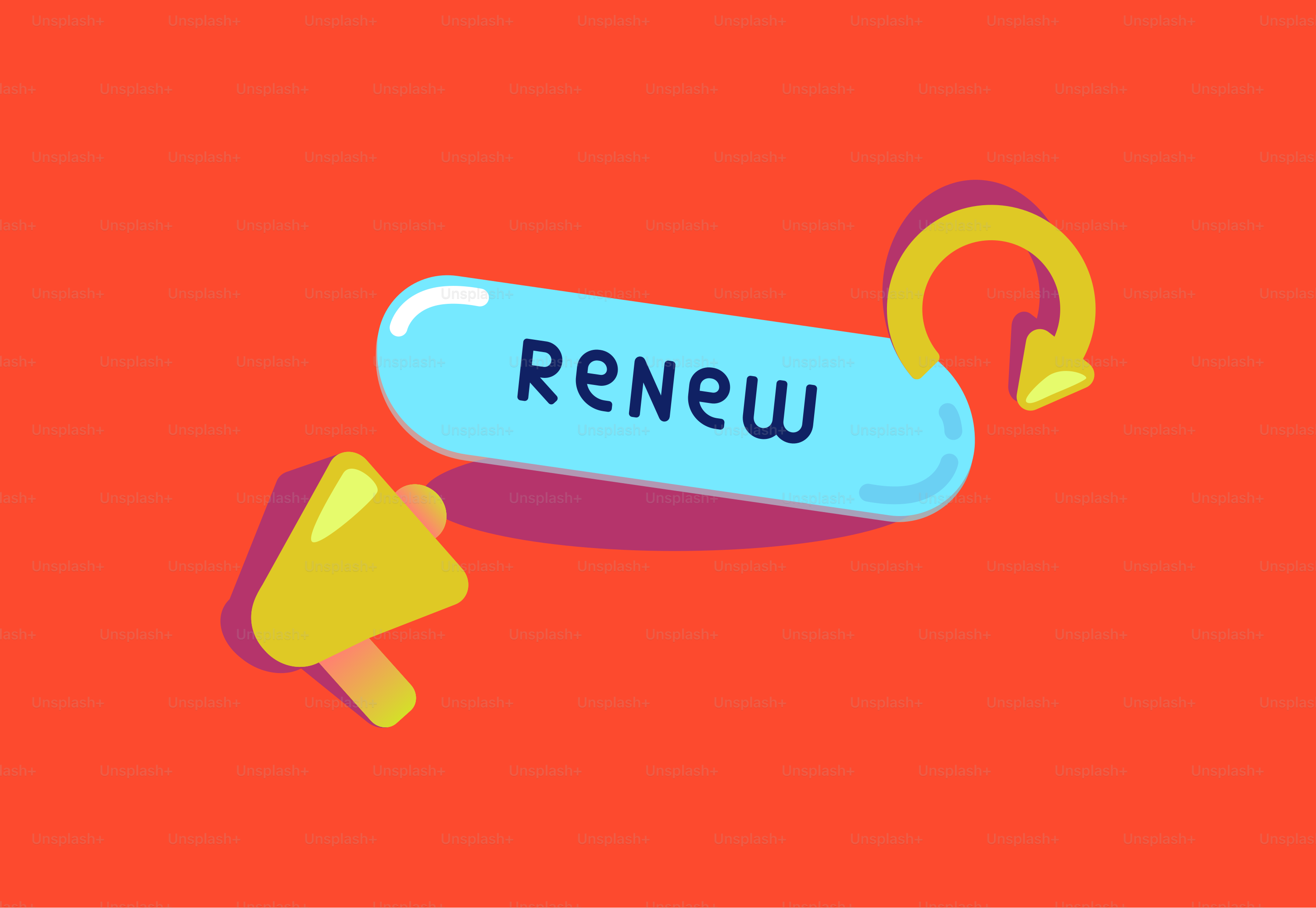 Un bouton avec le mot « renouveler » et une icône de rafraîchissement.