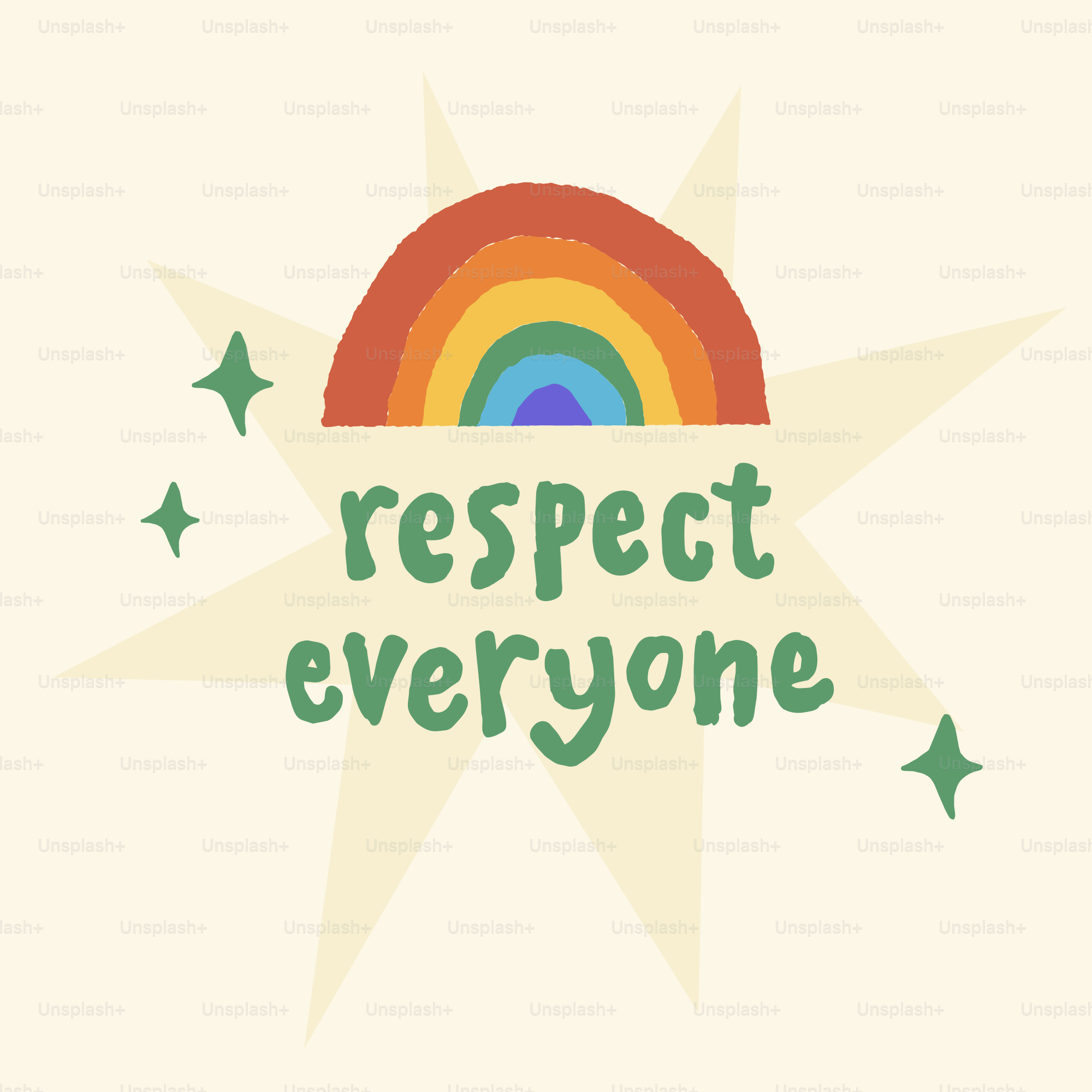 Rainbow and stars with text respect everyone vector – Illustration ...