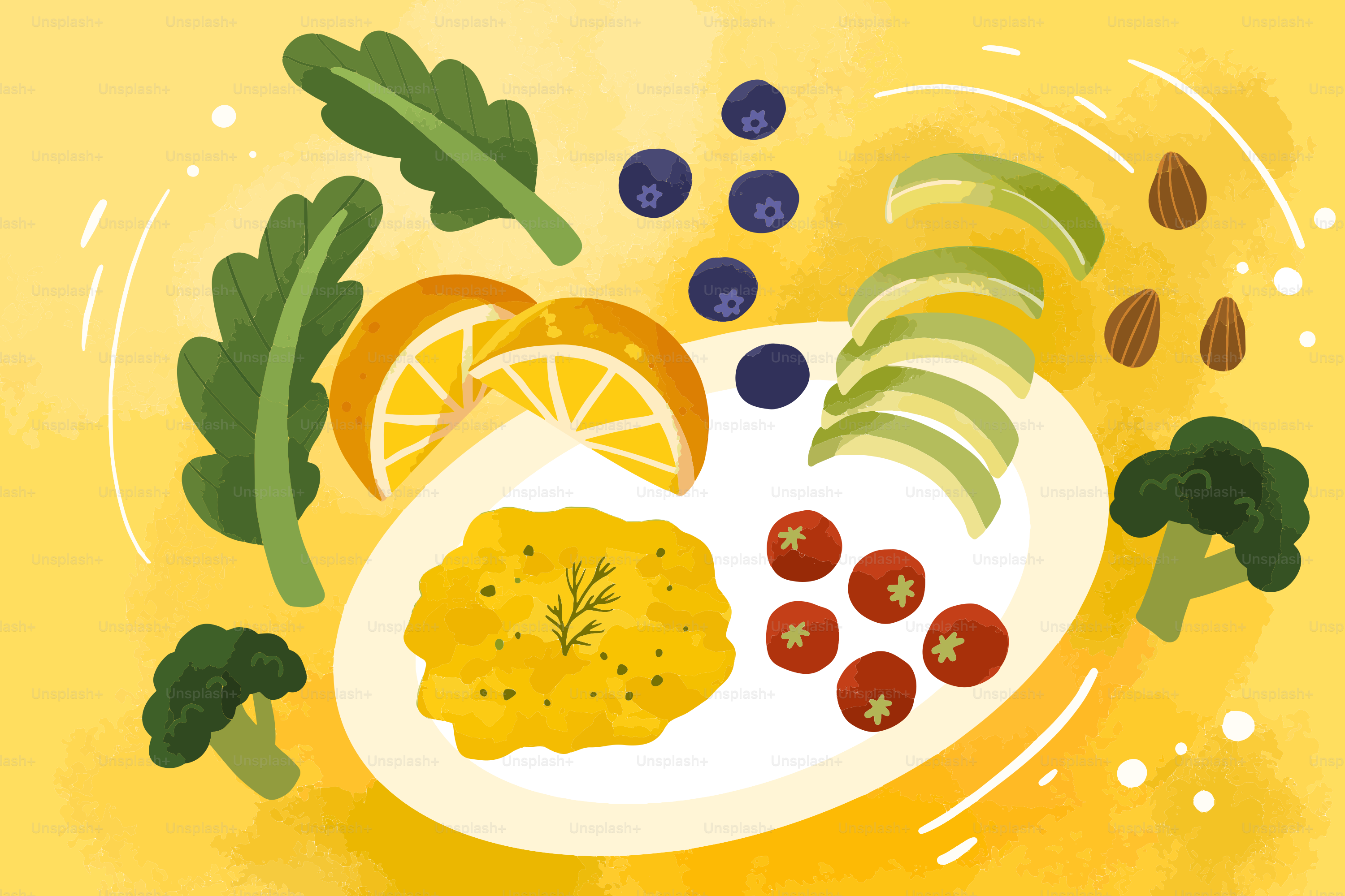 Sarapan yang semarak dan sehat dengan buah-buahan dan sayuran