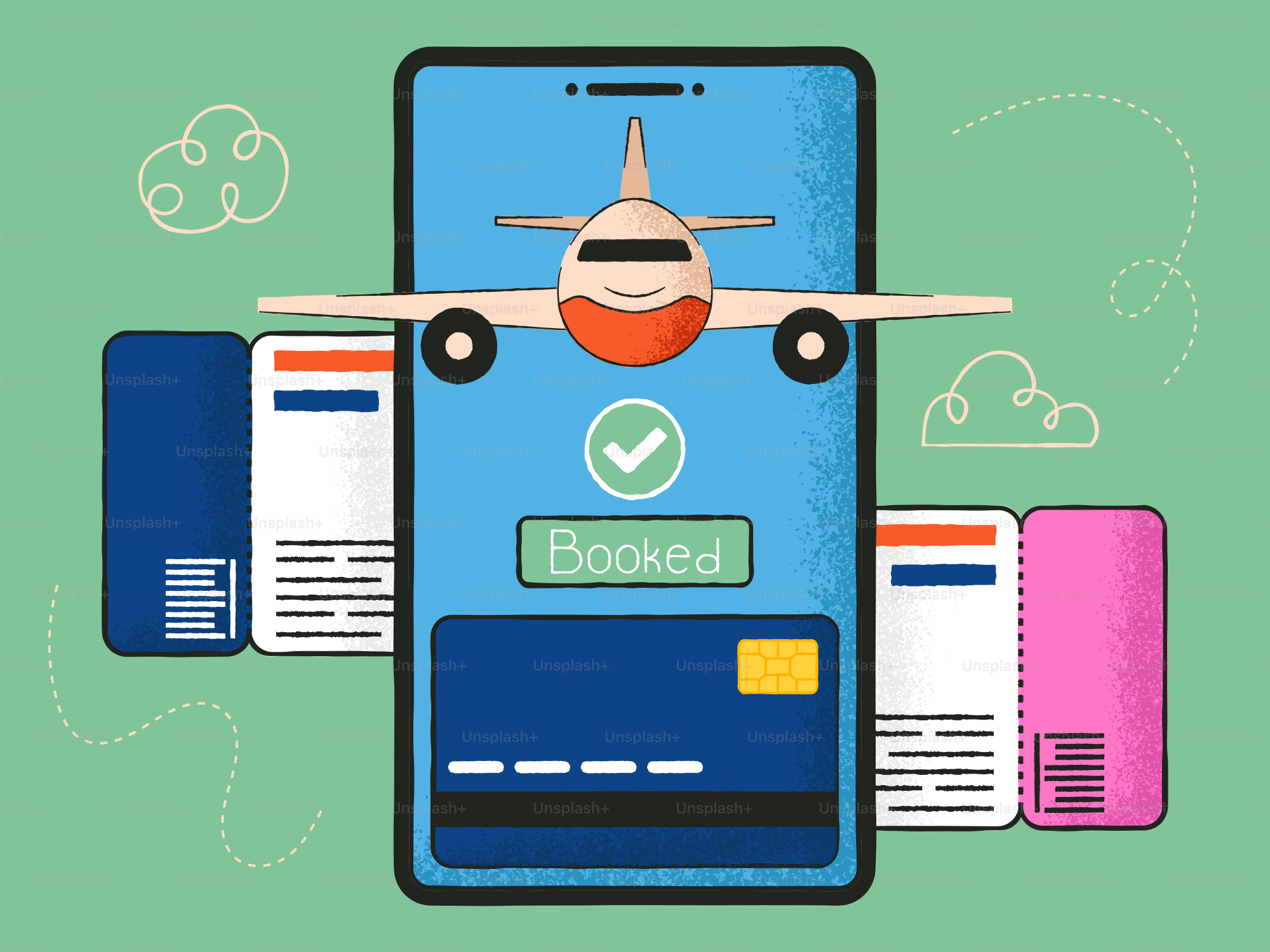 Reservar passagens aéreas em um aplicativo de smartphone.