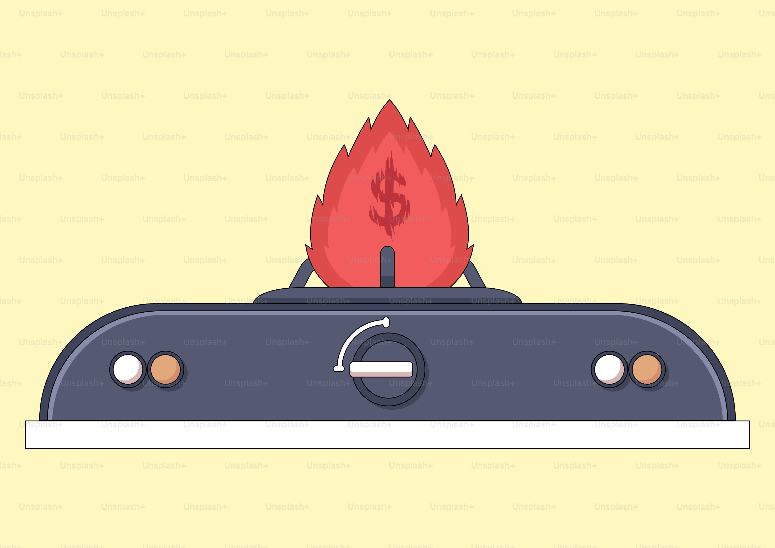Gas stove with dollar sign on flame