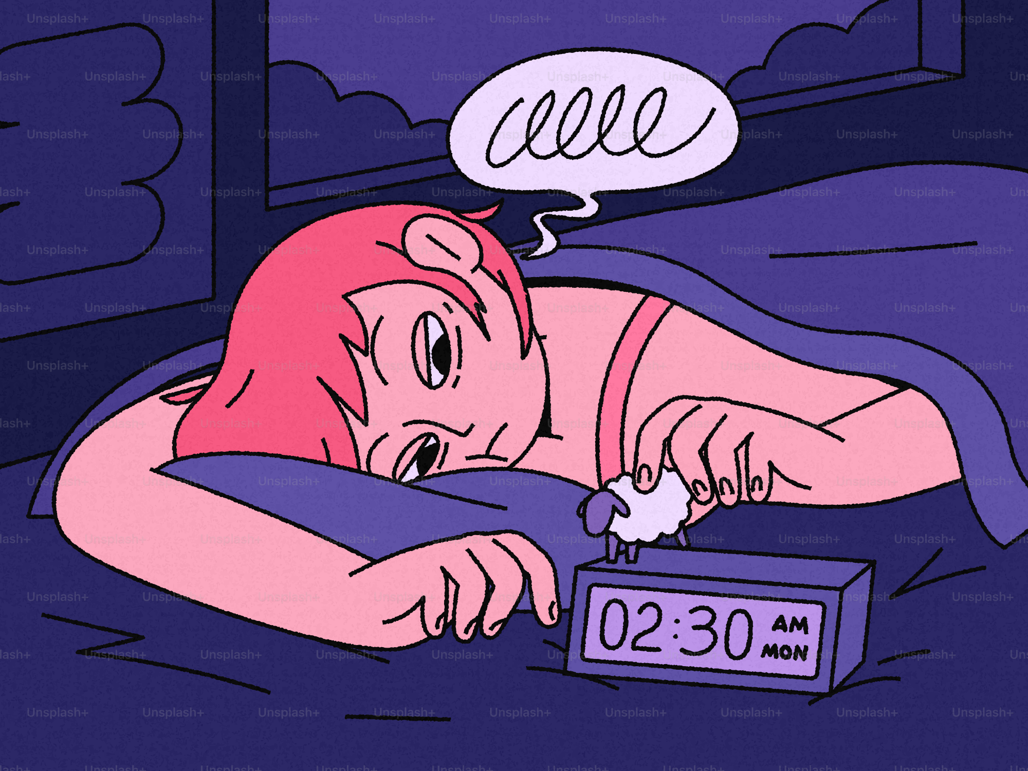 Persona cansada contando ovejas a las 2:30 de la madrugada