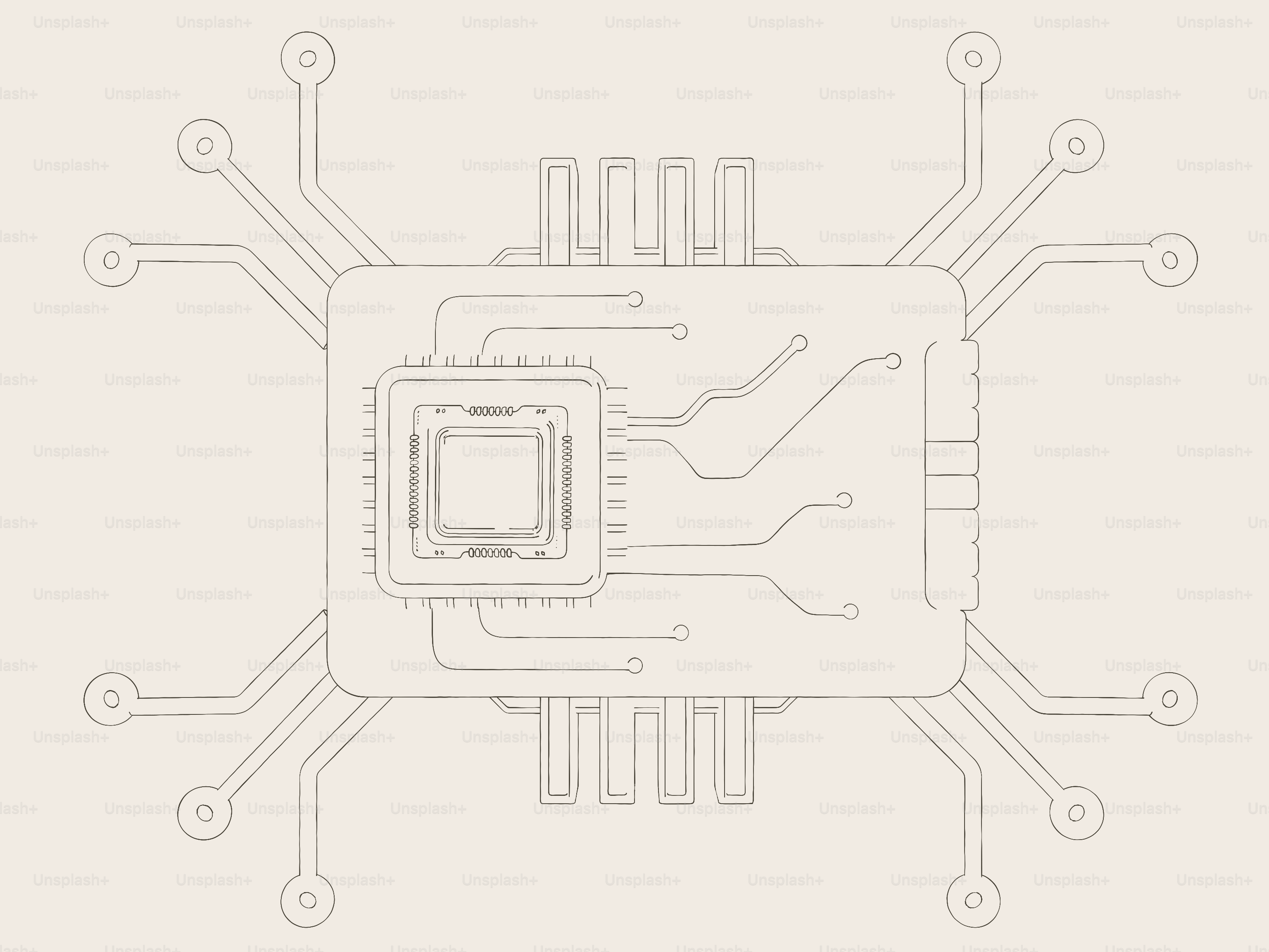 A faint outline of a microchip and circuit board. vector – Technology ...