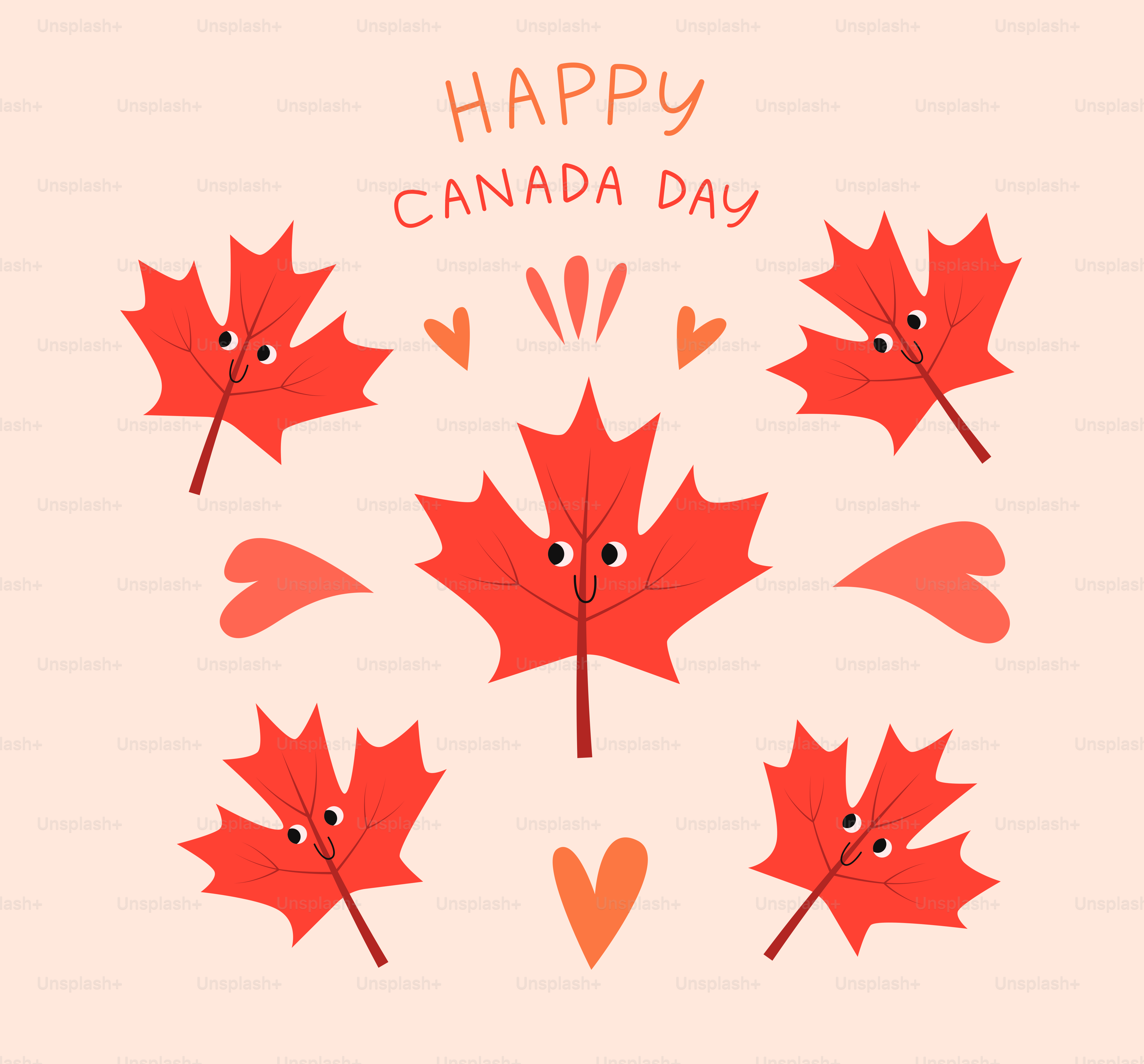 Selamat hari kanada dengan daun maple yang lucu