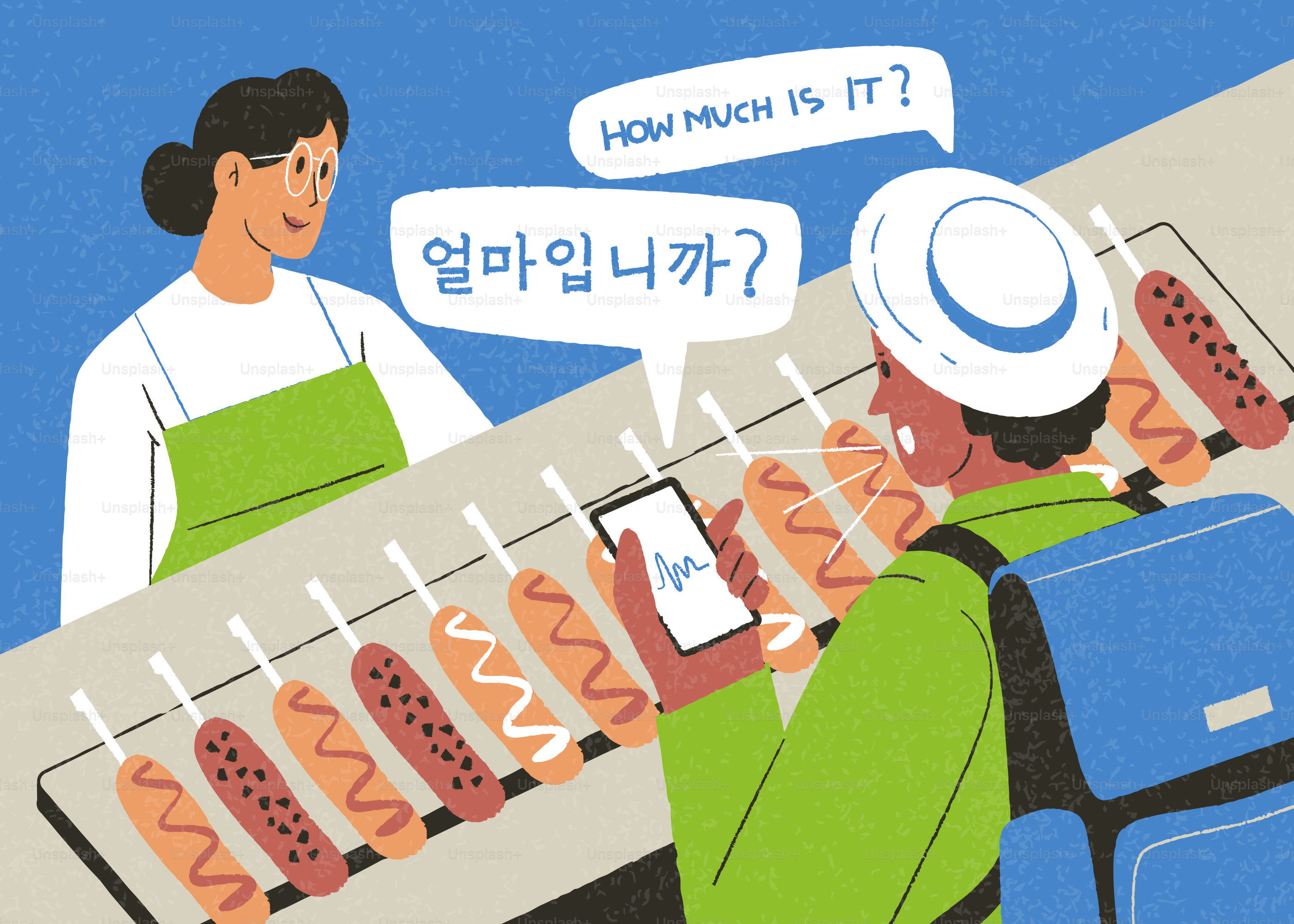 Il cliente chiede al venditore i prezzi dei corn dog tramite telefono.