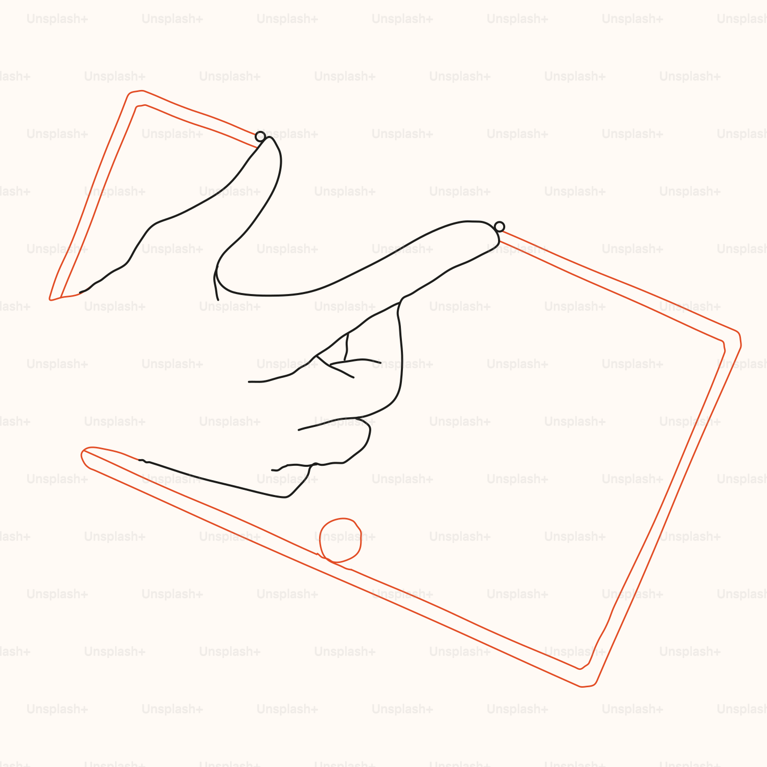 Tamburellato manuale sullo schermo di un tablet