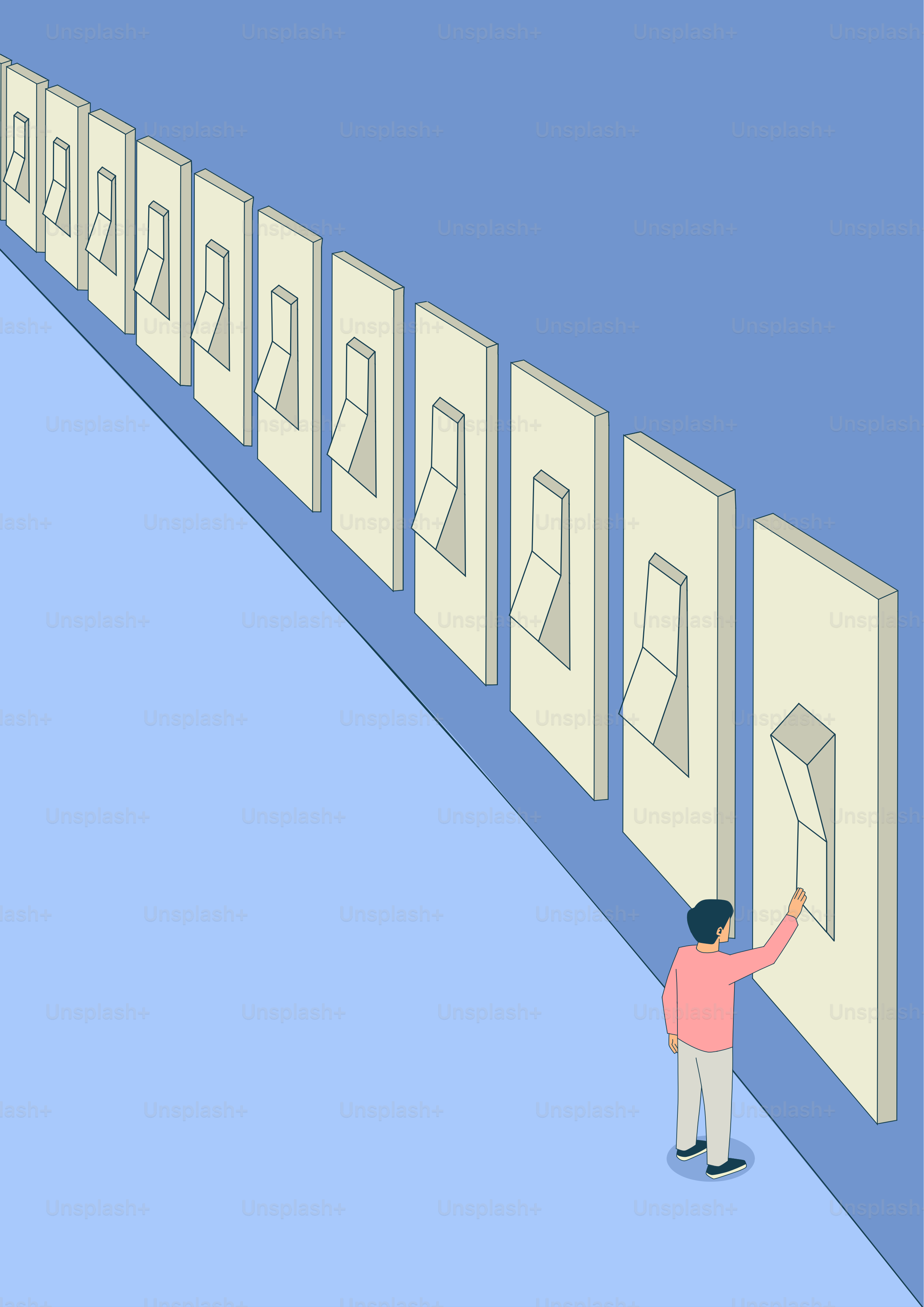 Una persona che cerca in fila un interruttore della luce.
