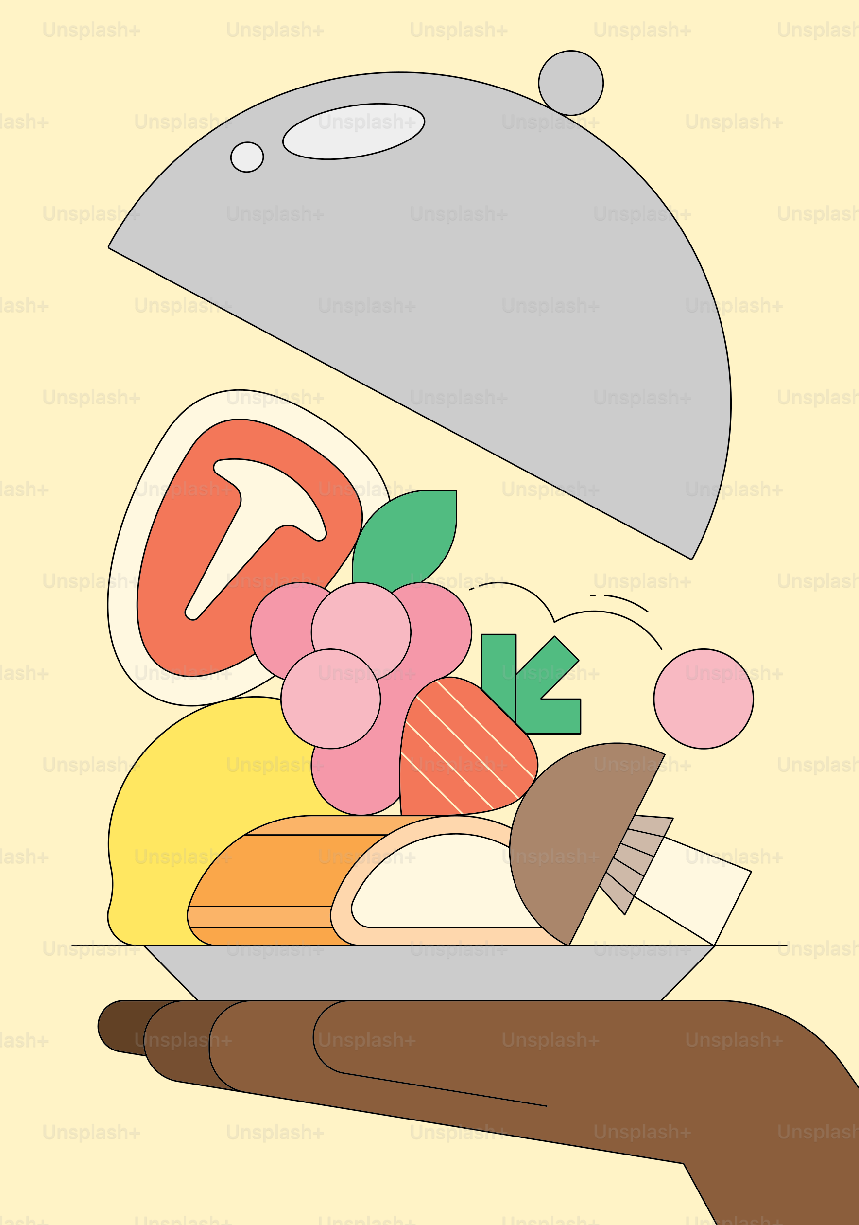 Tangan menyajikan sepiring makanan