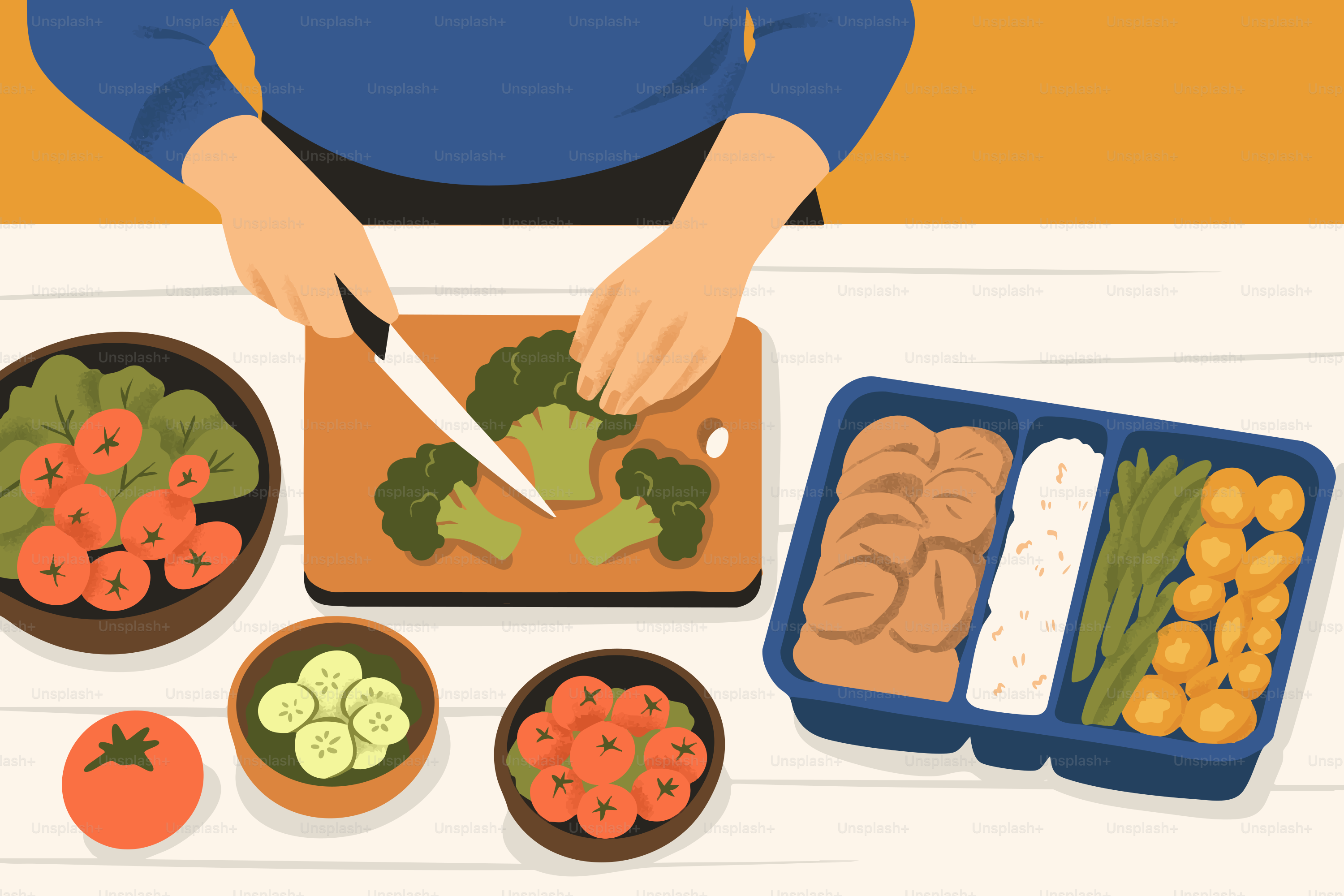 Persona preparando una comida saludable con verduras frescas