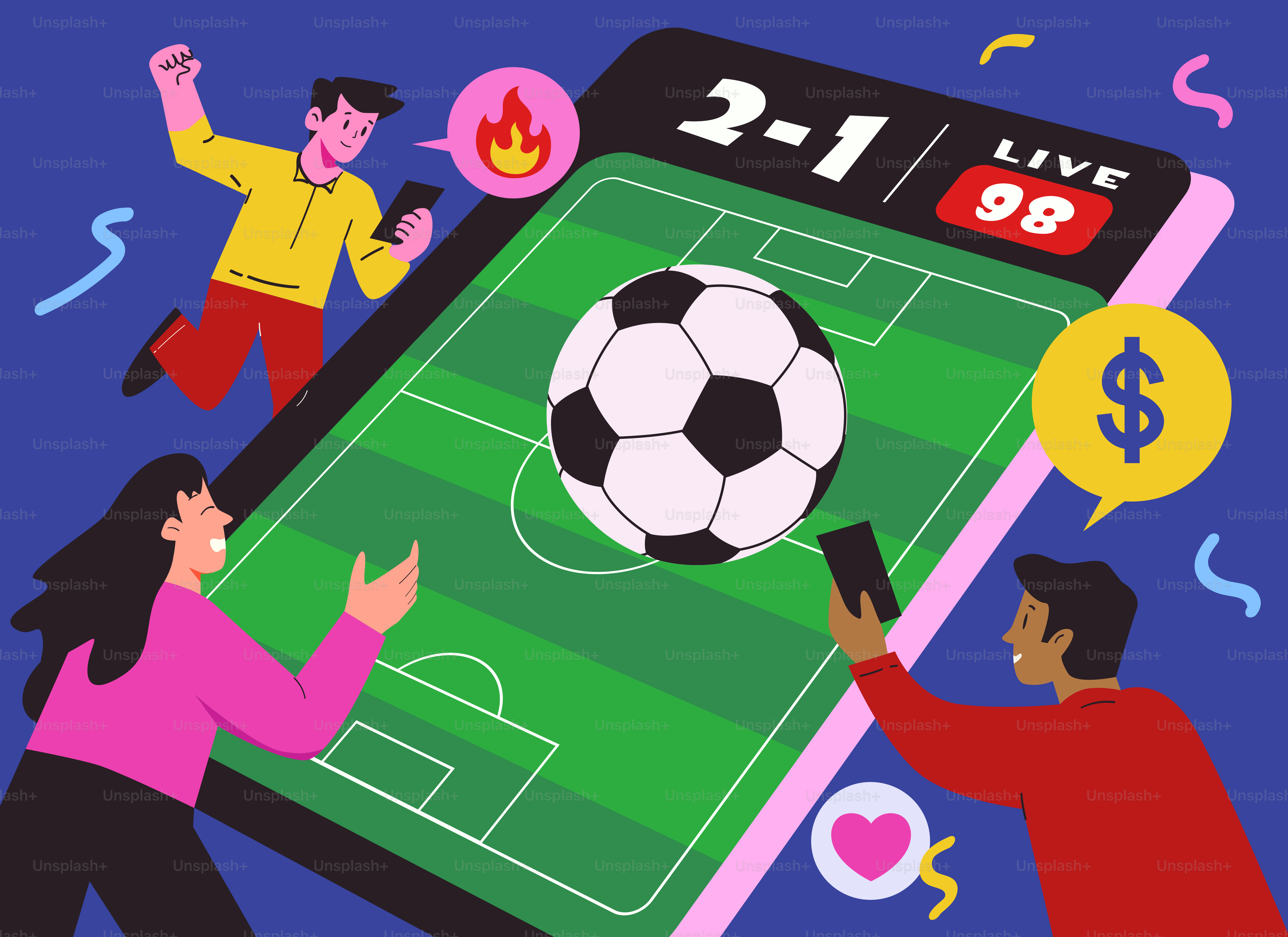 Orang-orang menonton pertandingan sepak bola langsung di ponsel