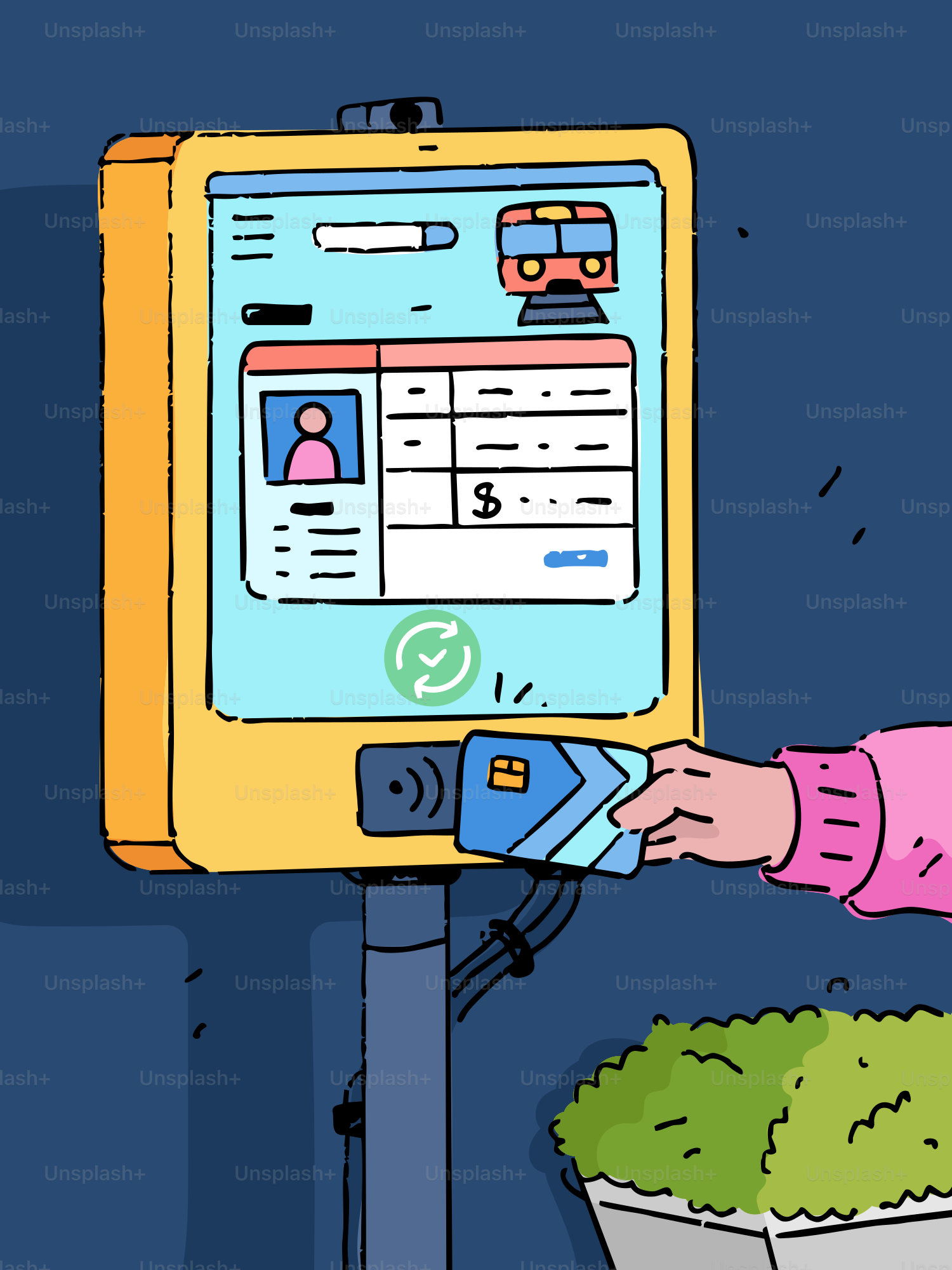 Person paying with card at ticket machine