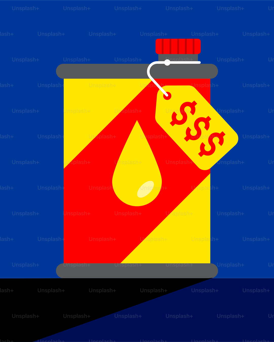 Kaleng minyak kuning dengan label harga