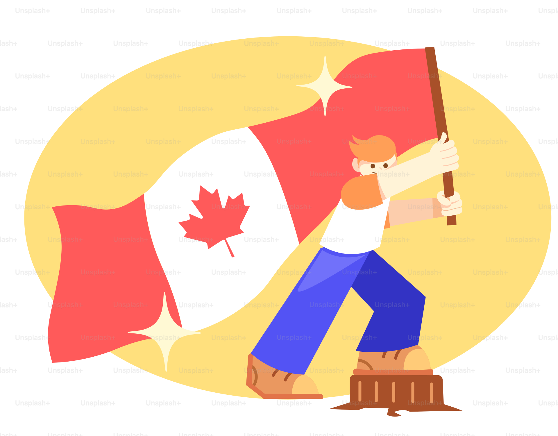 Persona che tiene la bandiera canadese su un ceppo