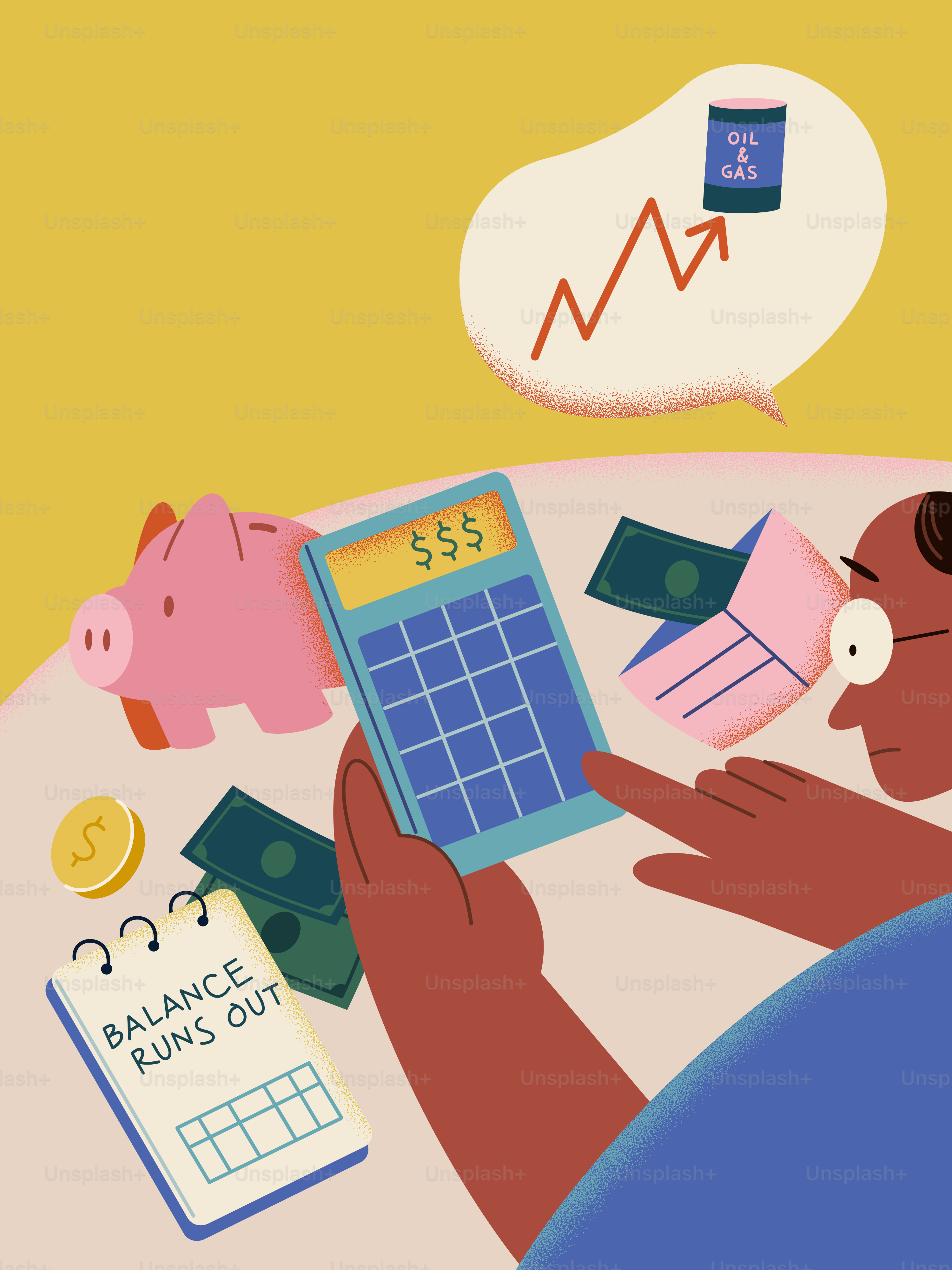 Person calculating finances with rising oil and gas costs.