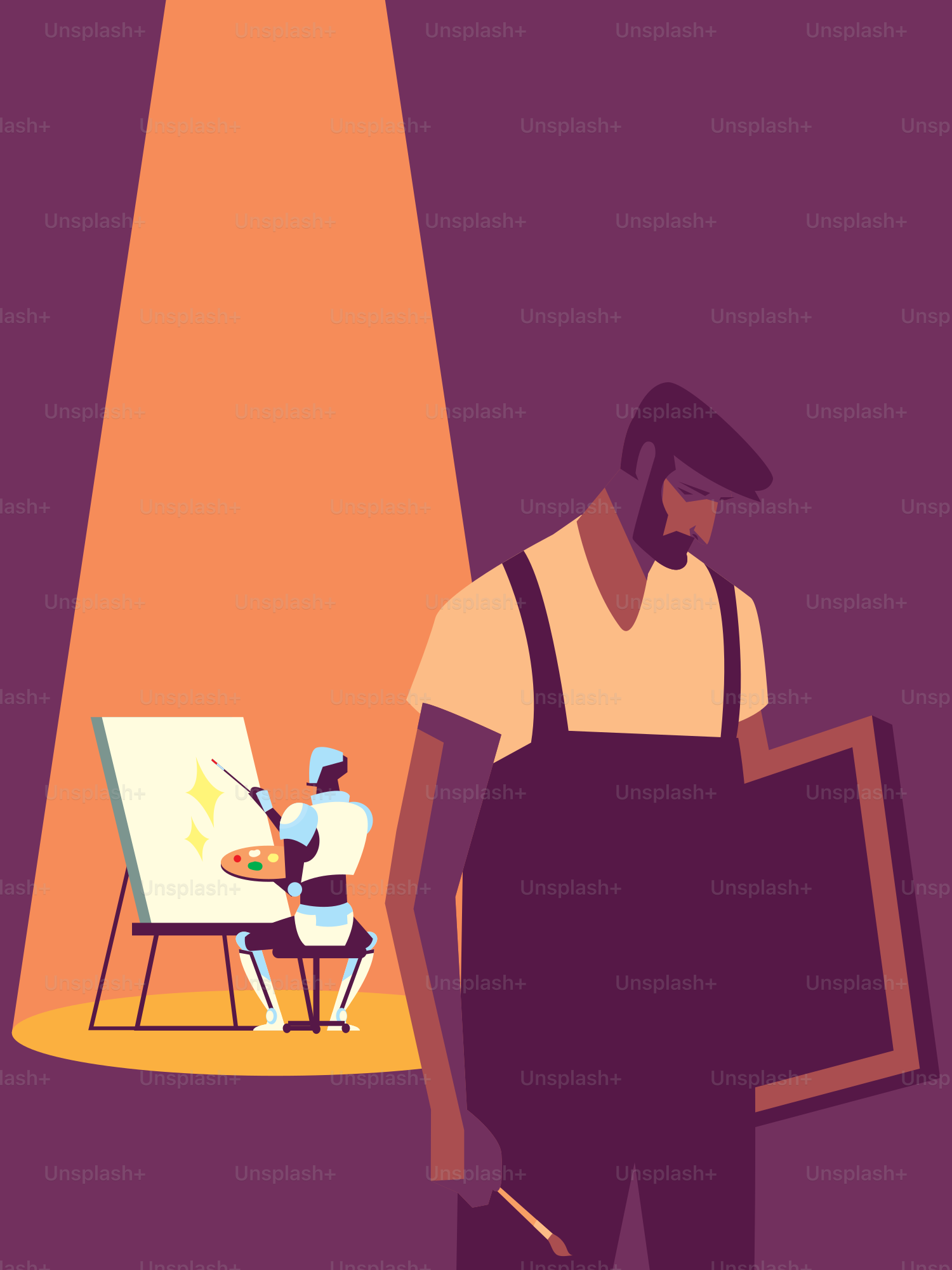 King on throne, man kneeling in spotlight - Vector Illustration on ...