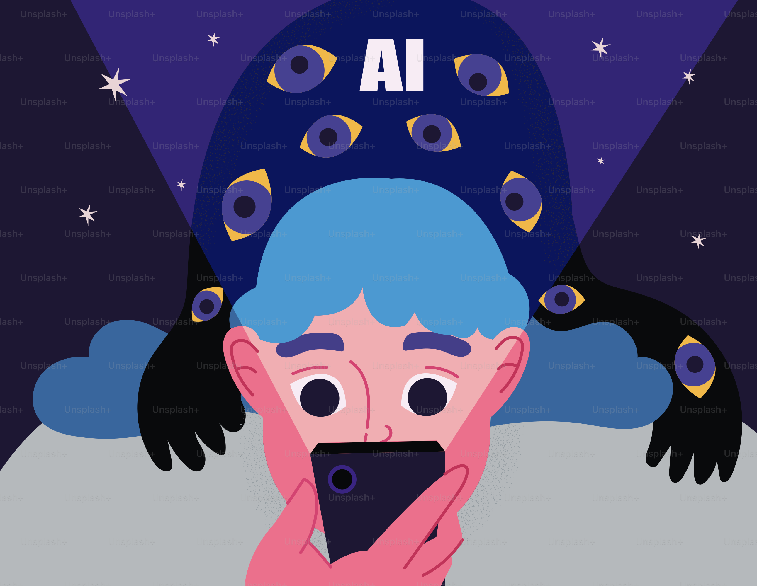 多くの目を持つAIがスマートフォンを使う人を監視します。