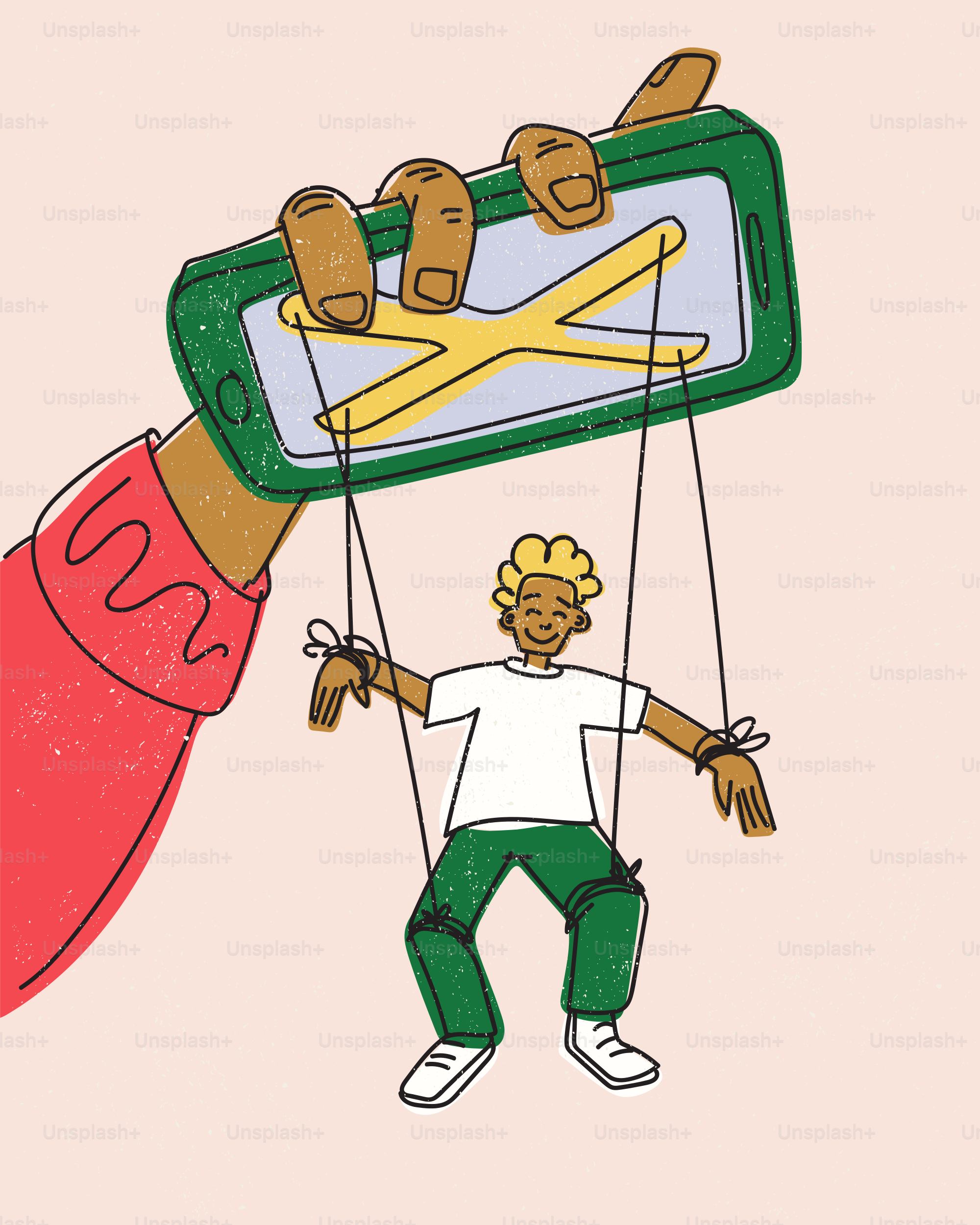 스마트폰을 손으로 쥐면 꼭두각시처럼 사람을 조종합니다.