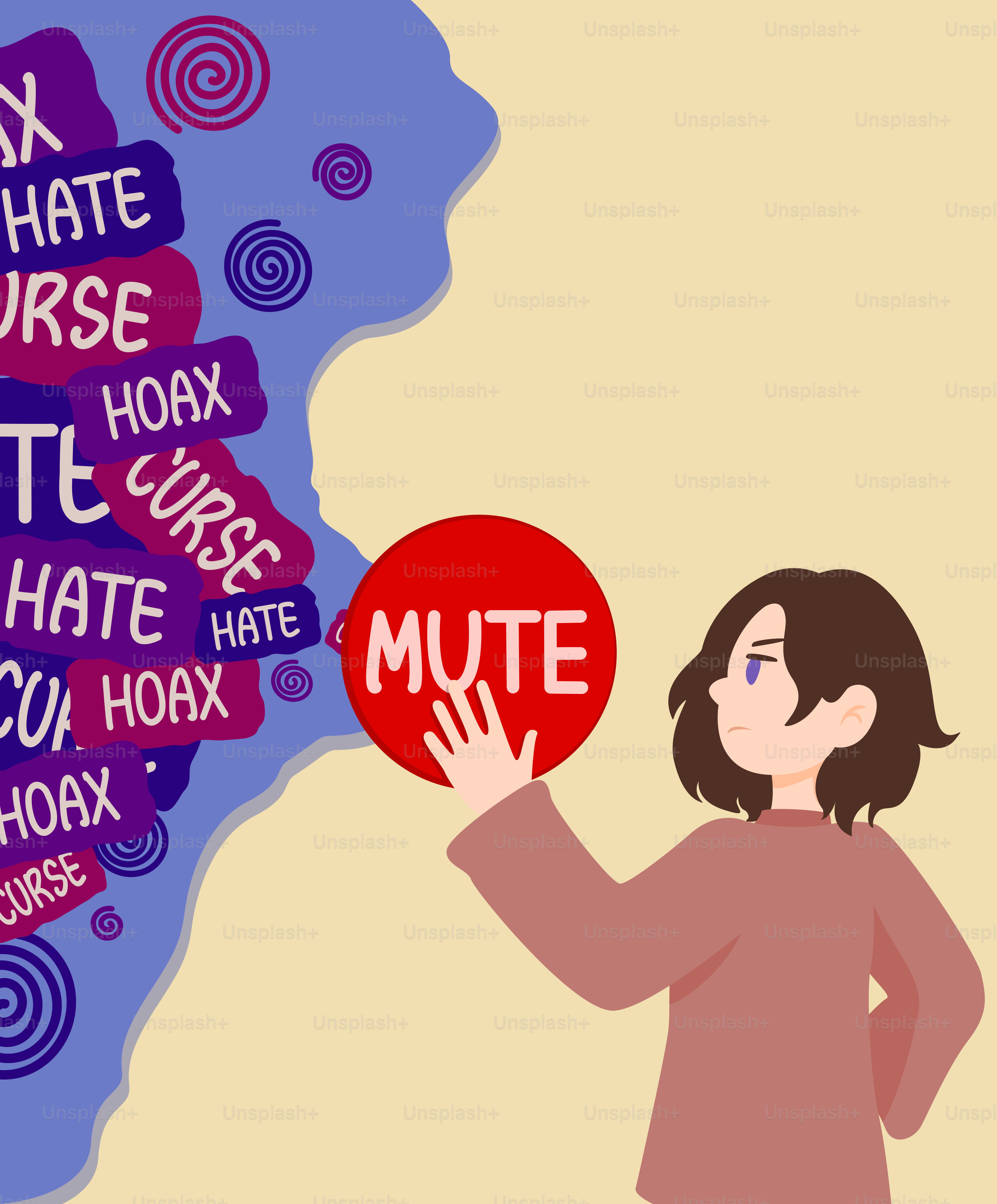 A person mutes hate, hoaxes, and curses.