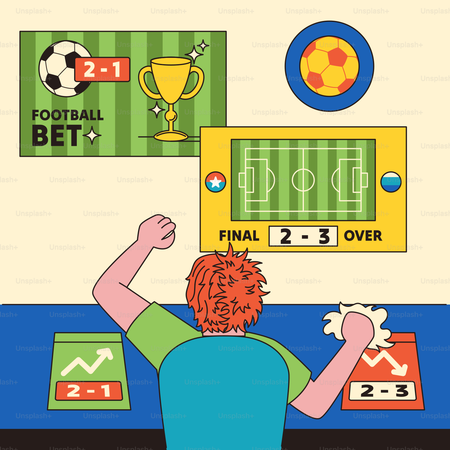 A pessoa assiste aos resultados das apostas de futebol em várias telas.