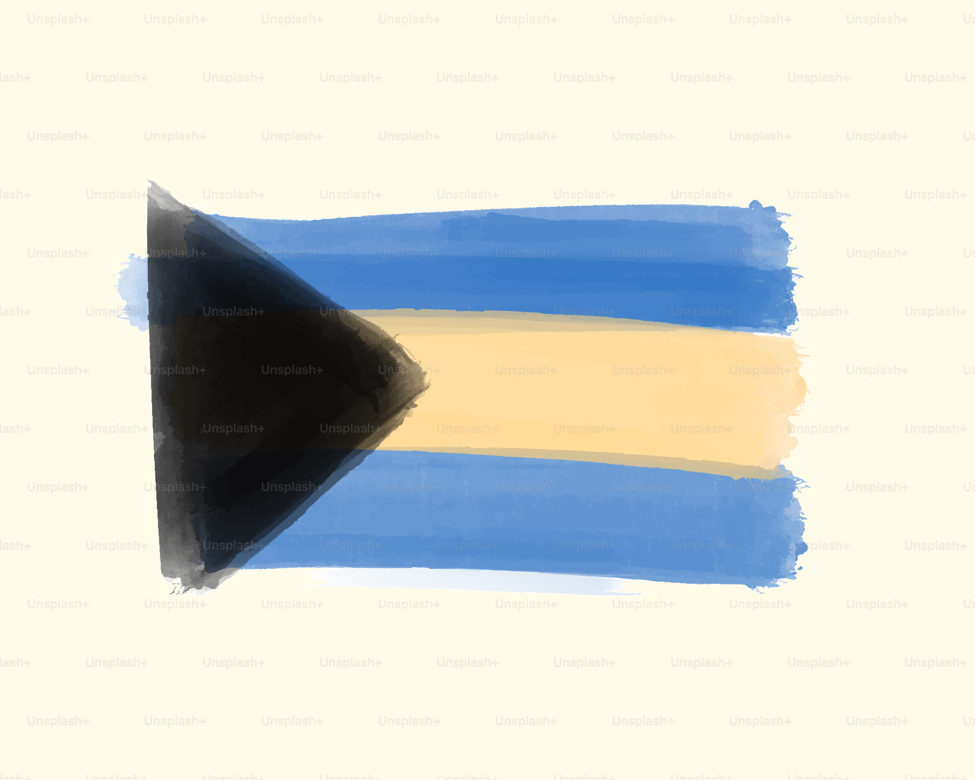 Un drapeau grossièrement peint aux couleurs bleu, jaune et noir.