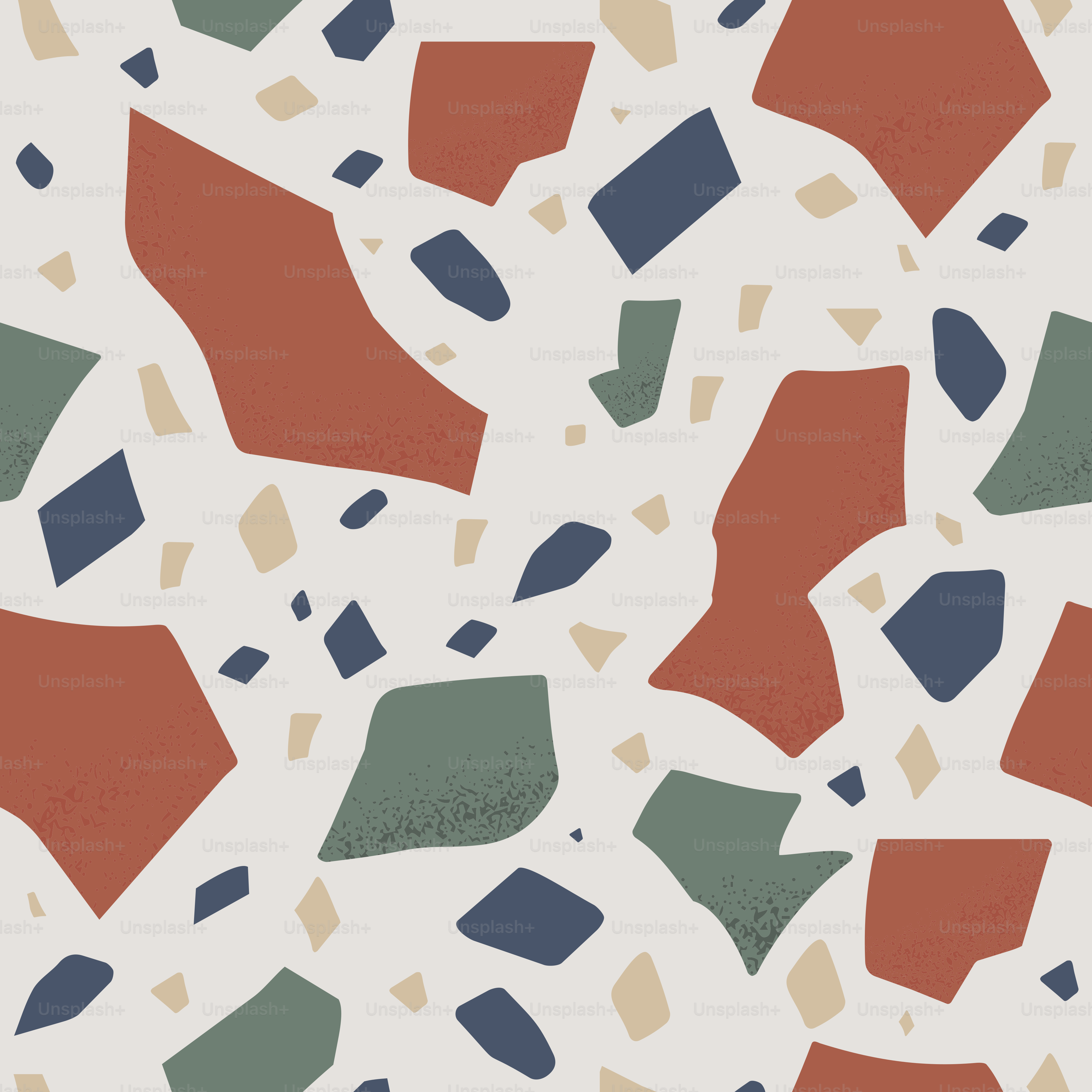 Padrão colorido de terrazzo com formas irregulares.