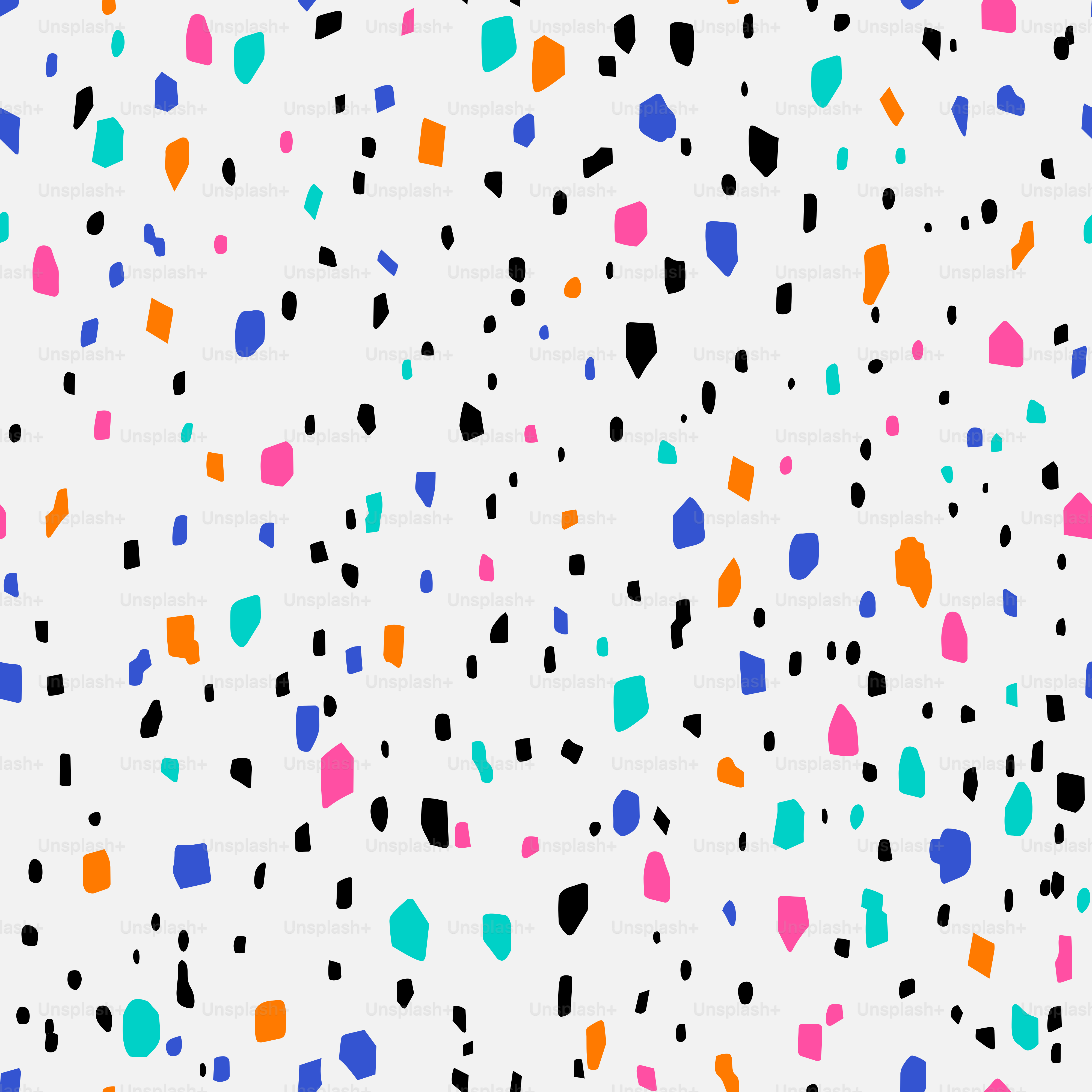 Padrão colorido de terrazzo sobre fundo branco.