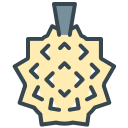 Stylized yellow tropical fruit icon with angular patterns