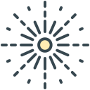 A stylized sun icon with yellow center and radiating lines.