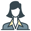 An icon of a woman in a blue suit jacket.