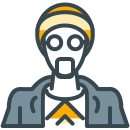 Stylized figure with a turban and beard.