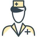 Healthcare worker icon in uniform.