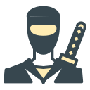 Stylized ninja character with a sword.