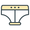 An icon of underwear with a yellow waistband.