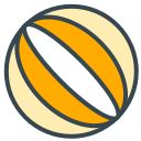 An orange and white striped beach ball.