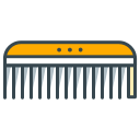 Sisir dengan gagang oranye dan gigi abu-abu.