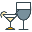 Martini und Weingläser zu Getränken.