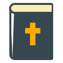 A closed book with a golden cross on its cover.