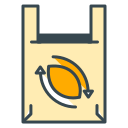 A light yellow shopping bag with a recycling symbol
